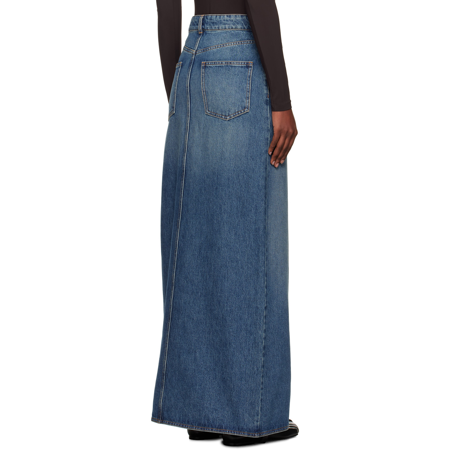  Coperni Blue Garter Belt Denim Maxi Skirt 
