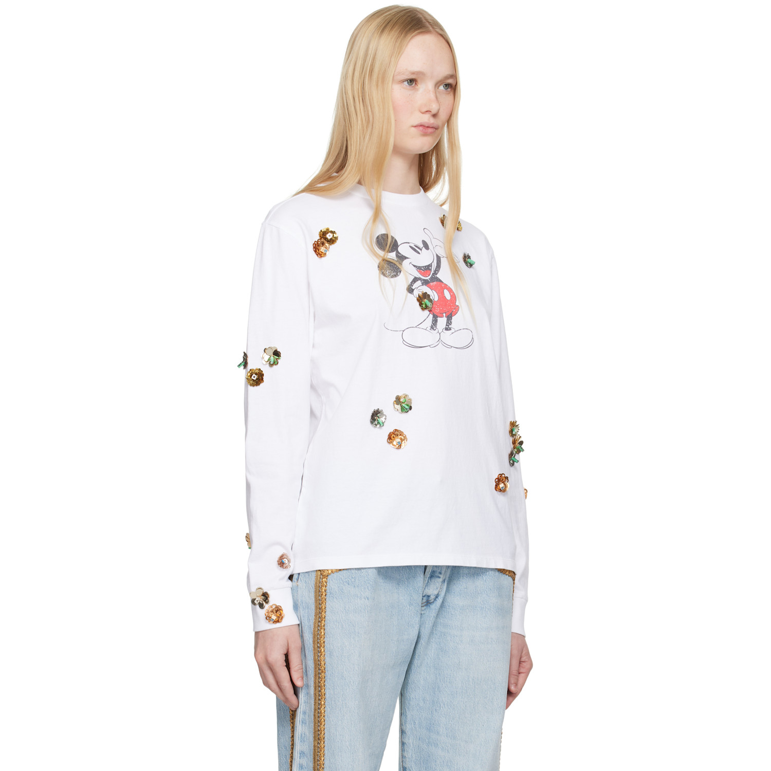  Coperni White Disney Mickey Long-sleeved T-shirt 