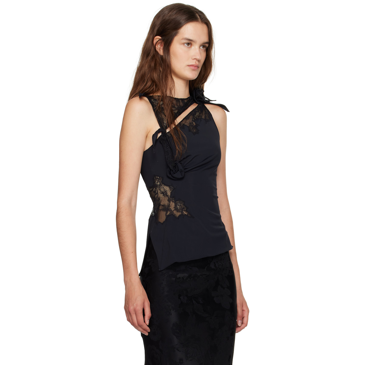  Coperni Black Lace Flower Top 