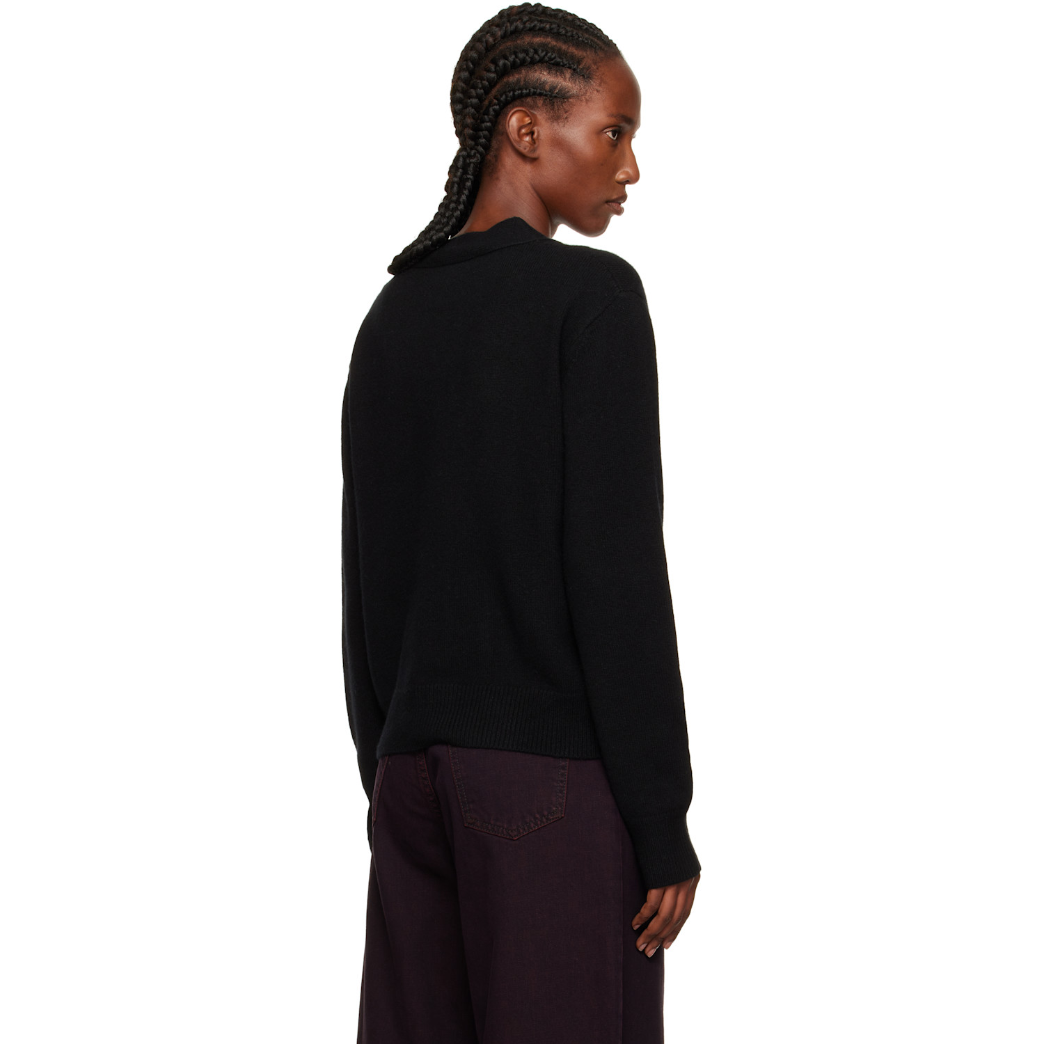  We11done Black Pocket Logo Knit Cardigan 