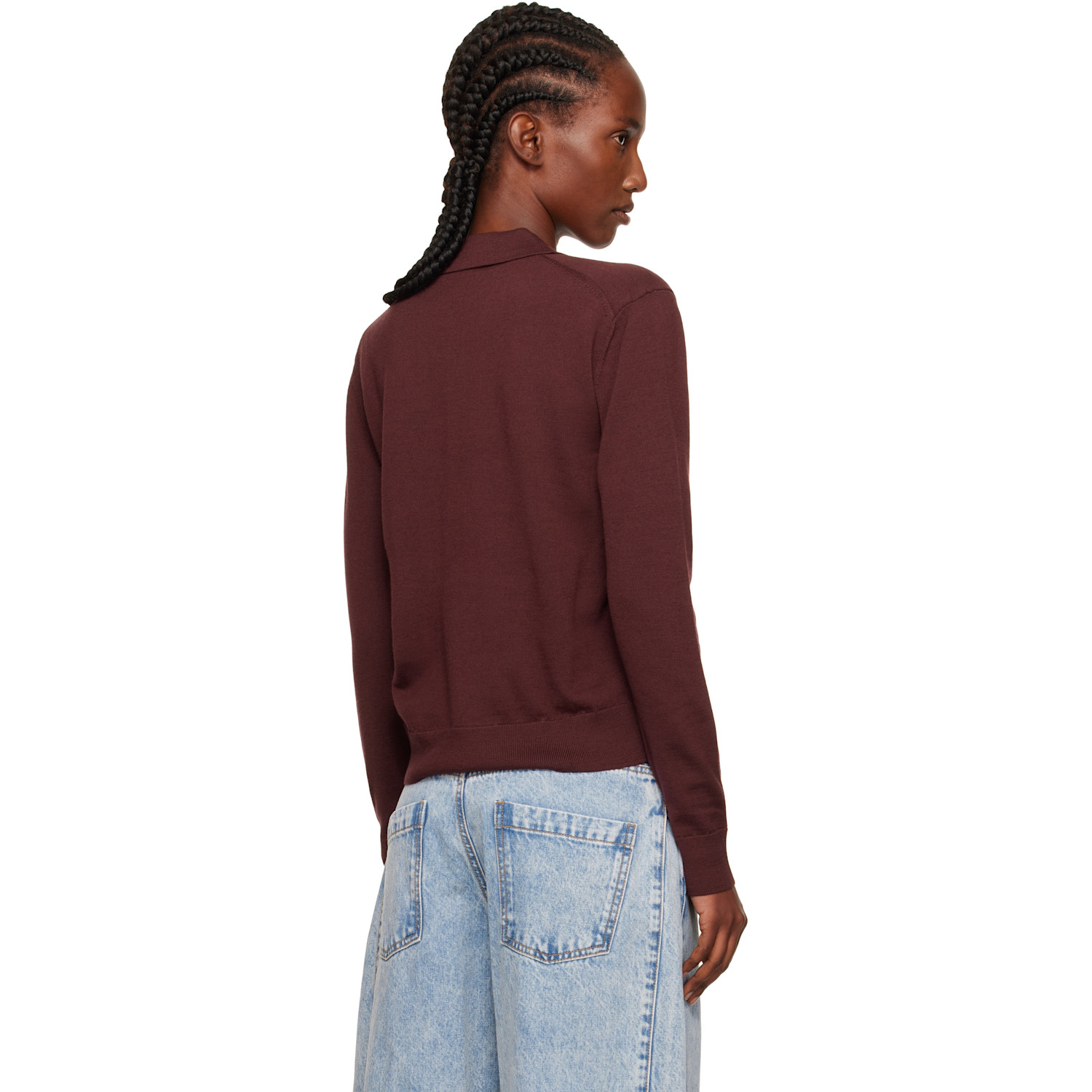  We11done Burgundy Double Patched Knit Polo 
