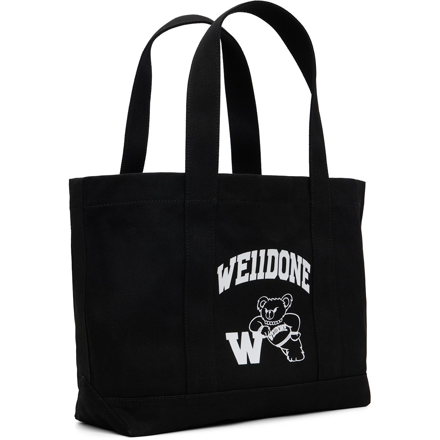  We11done Black Varsity Canvas Tote 