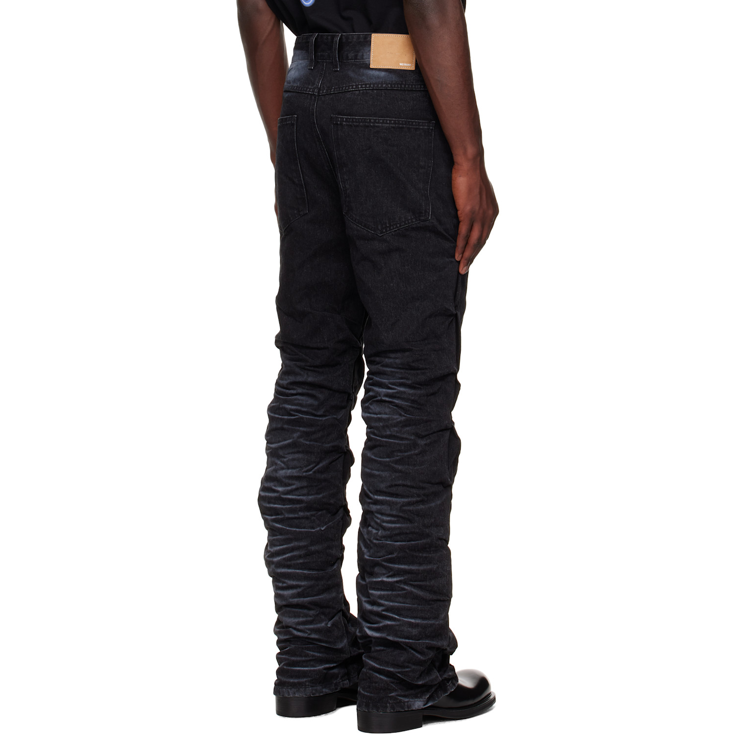  We11done Black Textured Fold Jeans 