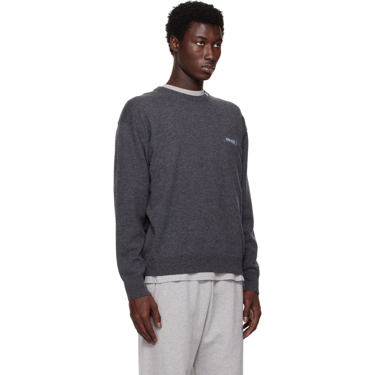  We11done Black Logo Knit Pullover Sweater 