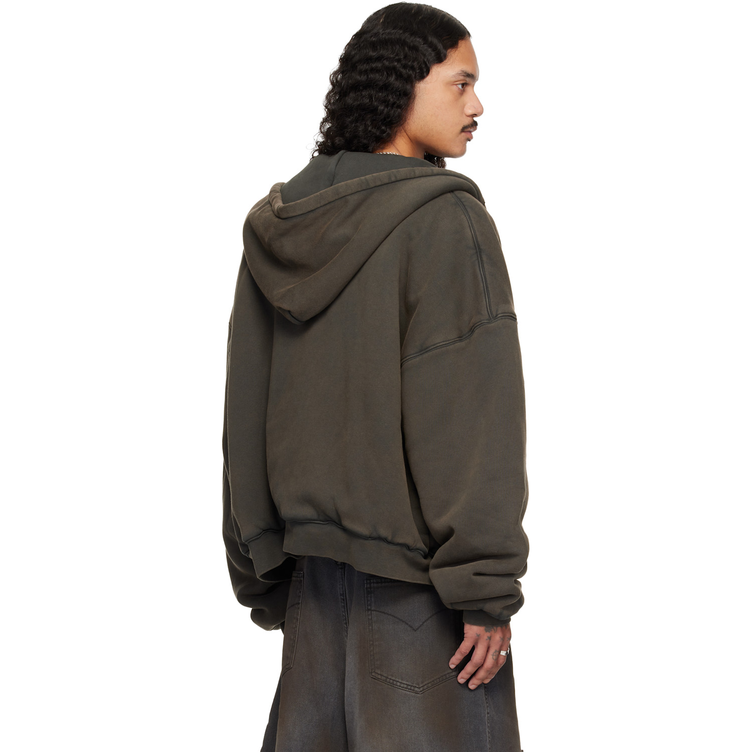  Lu'u Dan Gray Washed Out Zip Up Hoodie 