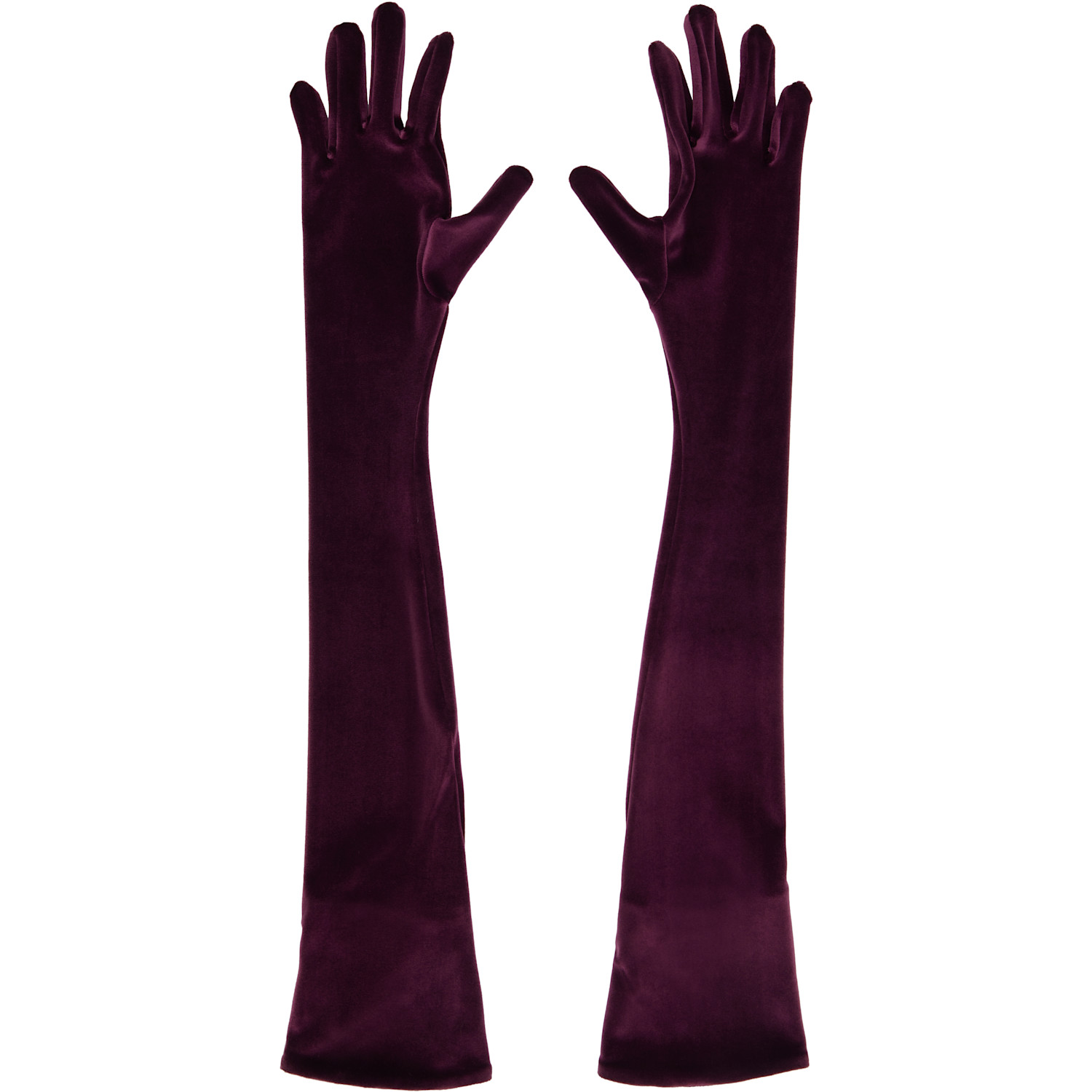  Mugler Burgundy Velour Gloves 