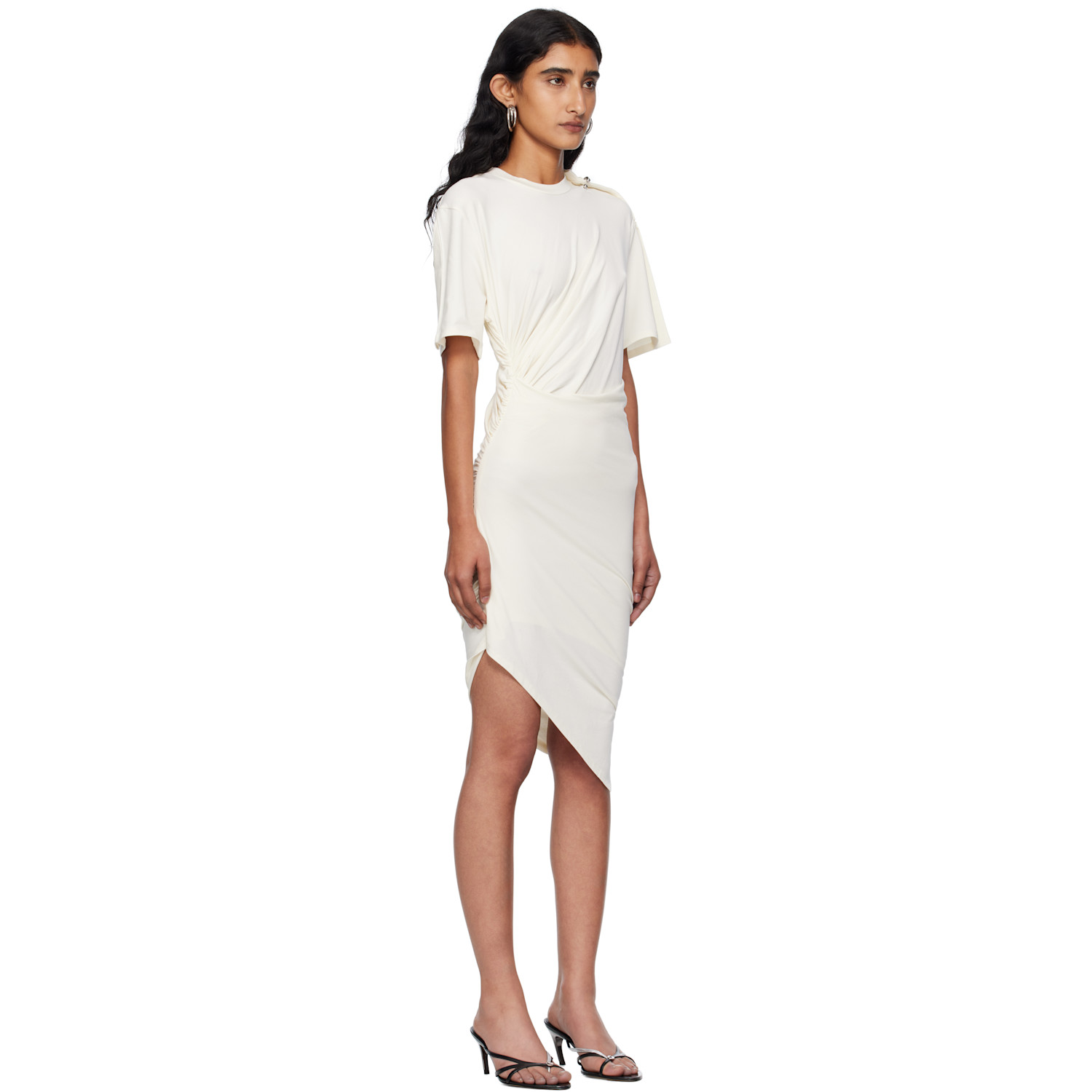 Mugler White Draped Pierced Day Minidress 