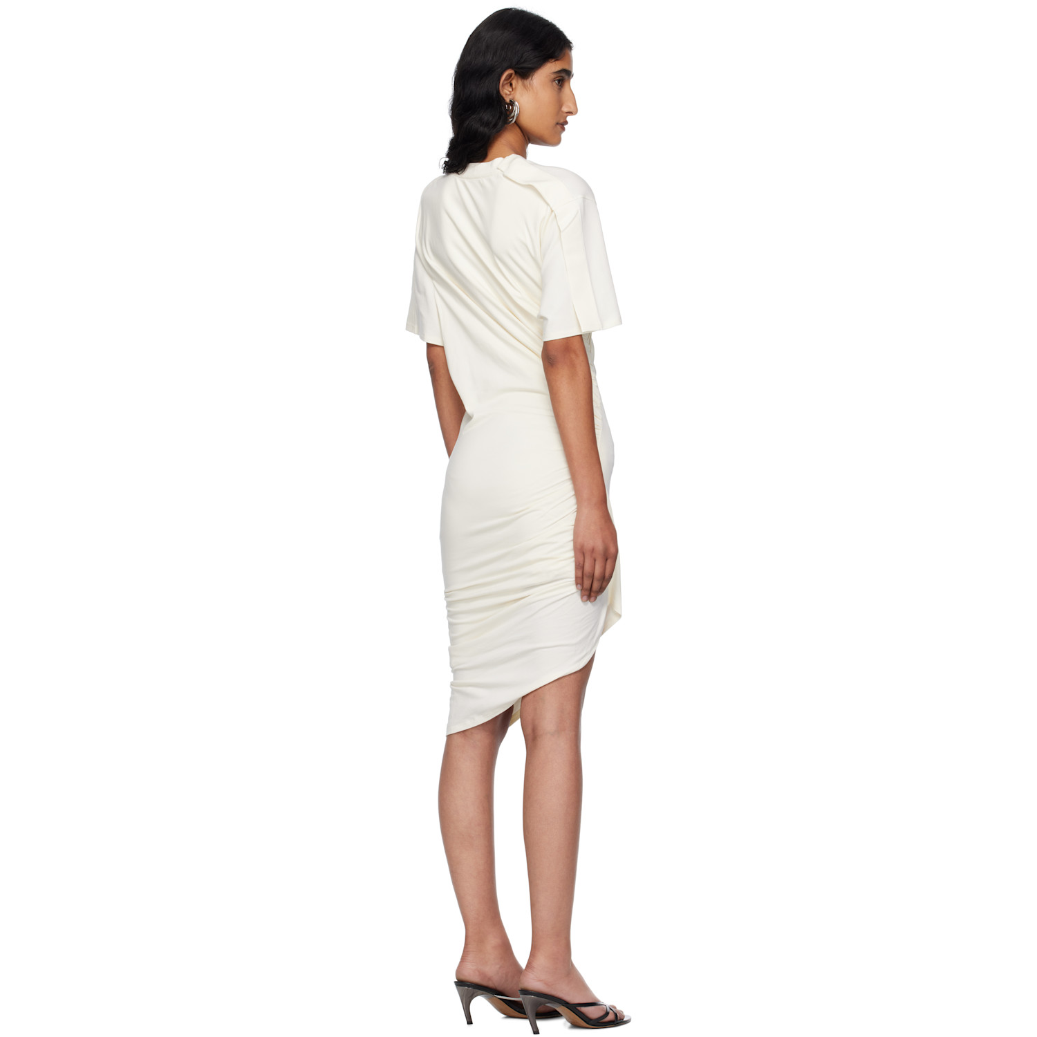  Mugler White Draped Pierced Day Minidress 