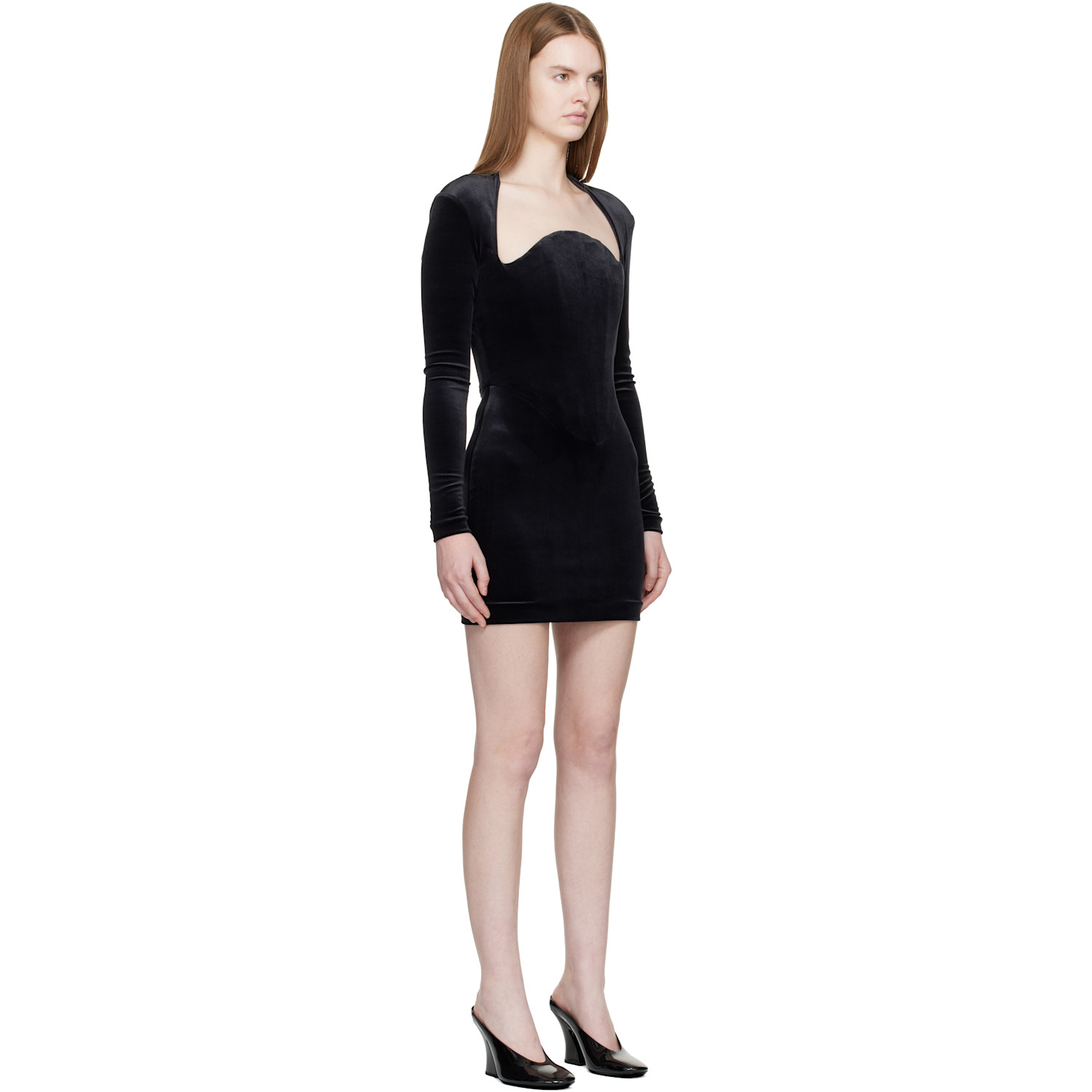  Mugler Black Velvet Minidress 