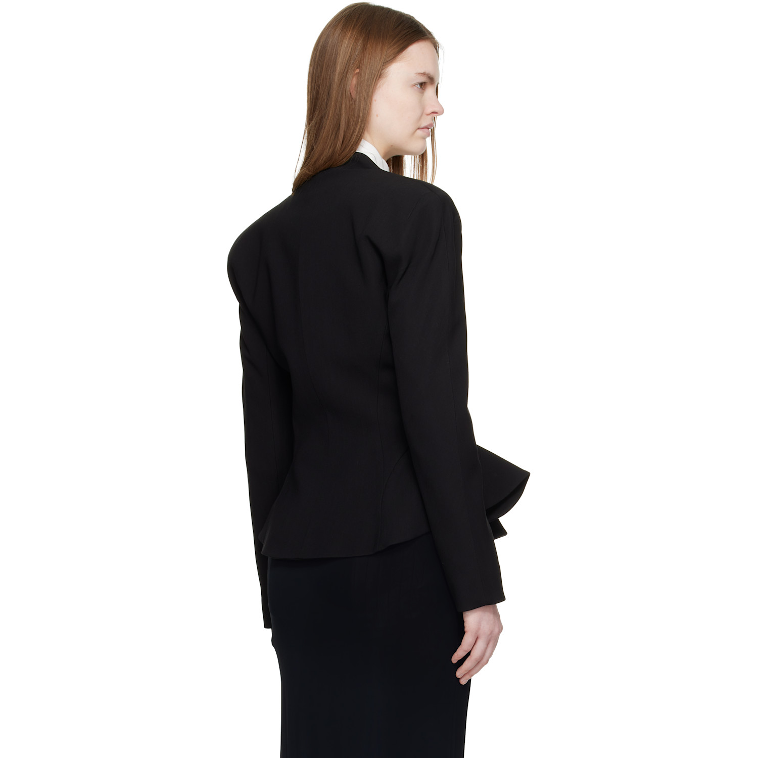  Mugler Black Flared Wool Jacket 