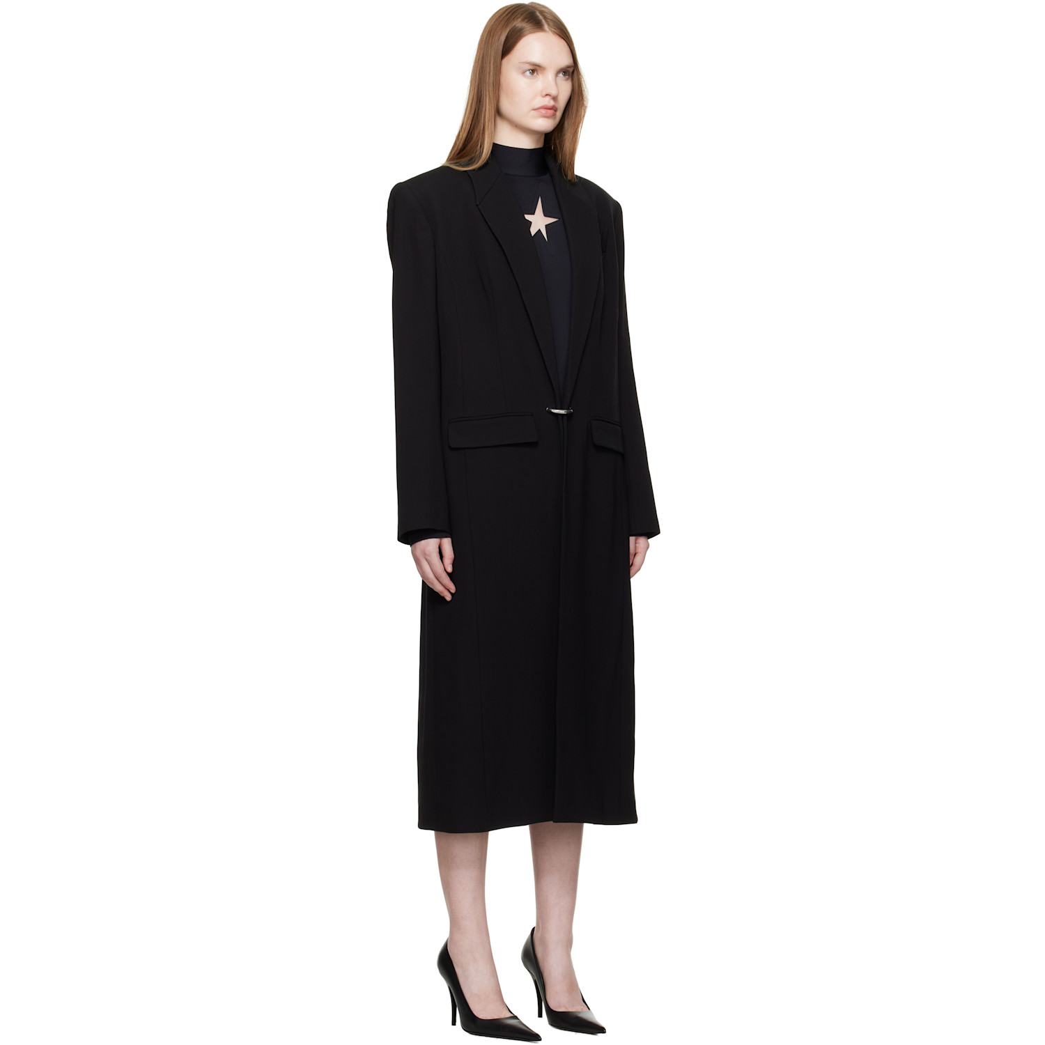  Mugler Black Pierced Tailored Coat 