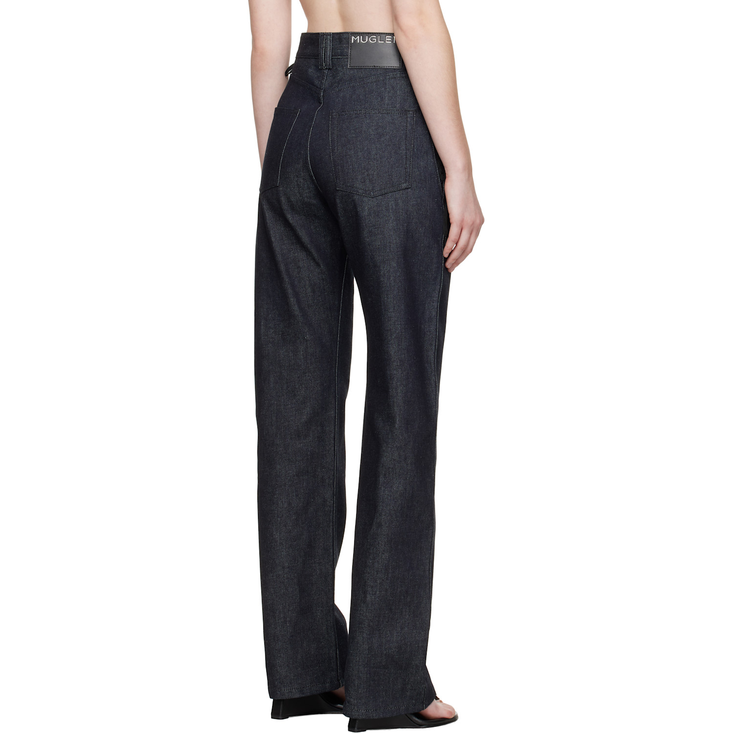 Mugler Indigo Laced-up Straight Jeans 