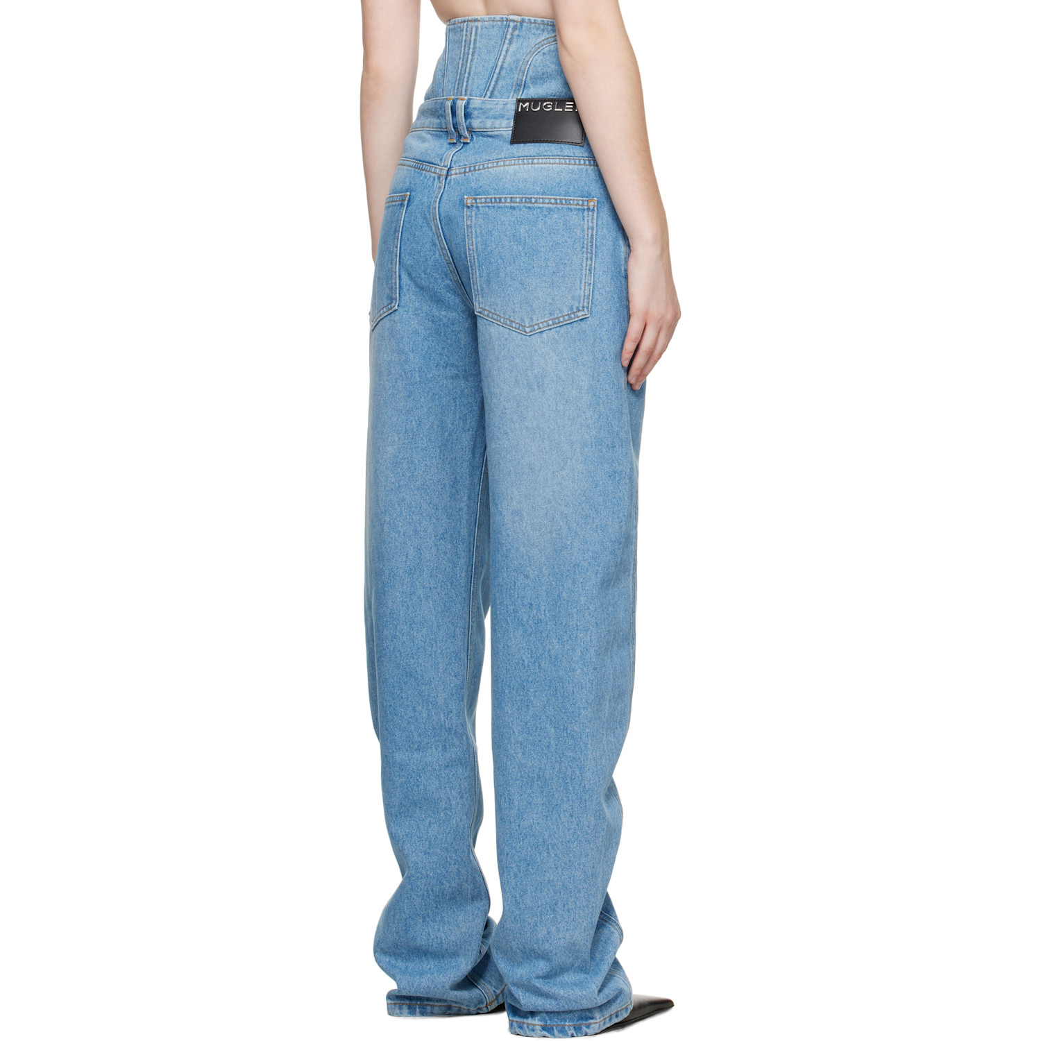  Mugler Blue High-waisted Corset Jeans 