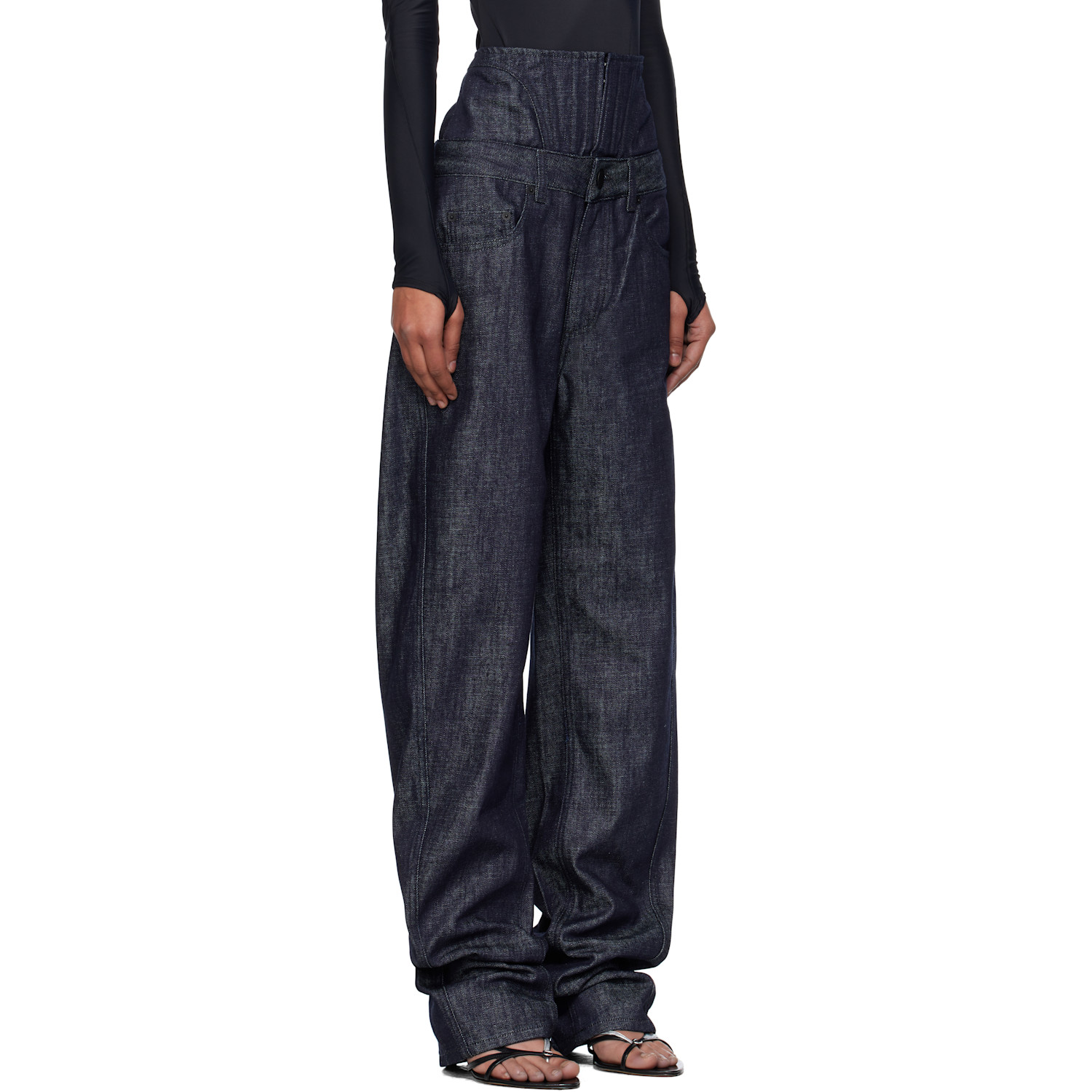  Mugler Blue High-waisted Corset Jeans 