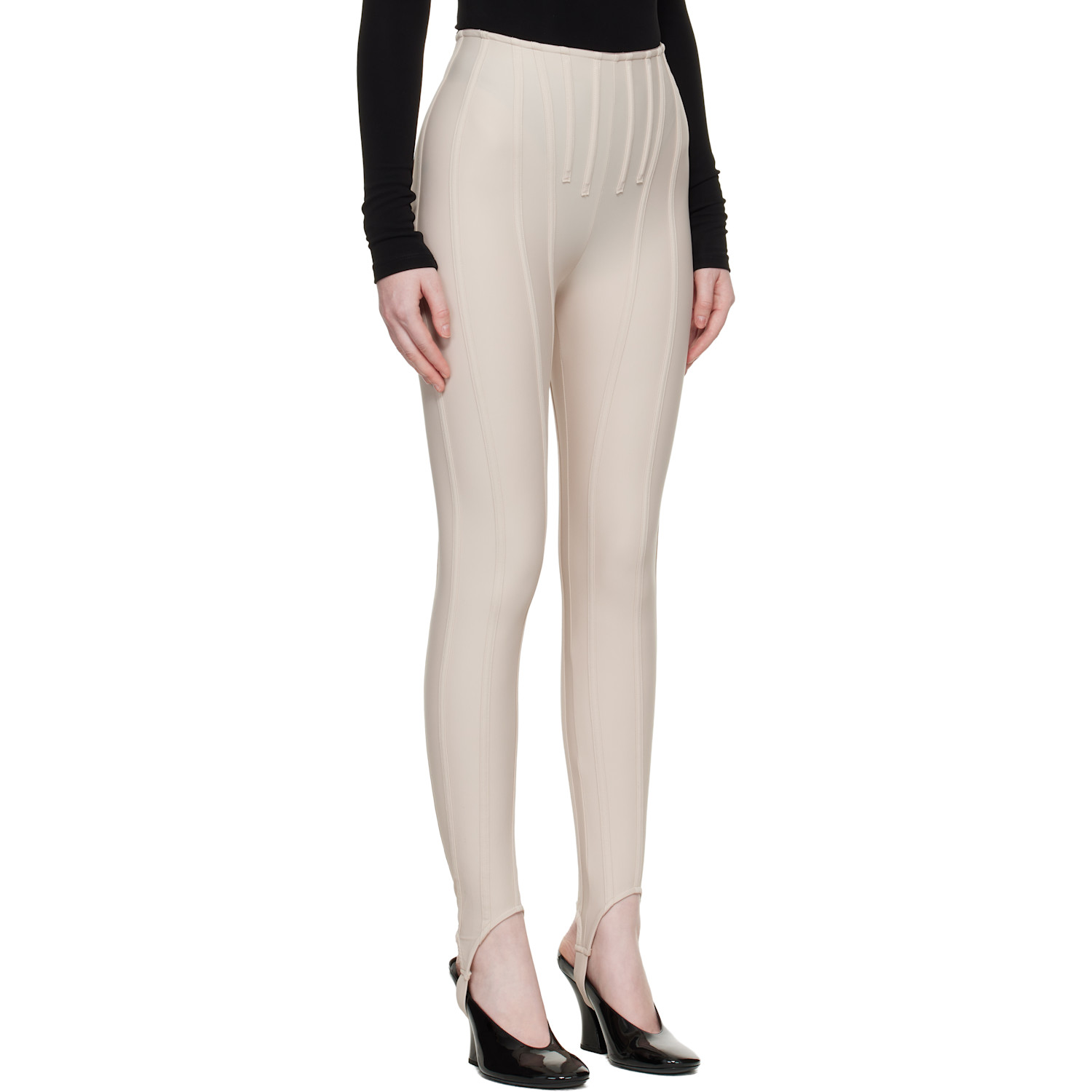  Mugler Beige Corseted Leggings 