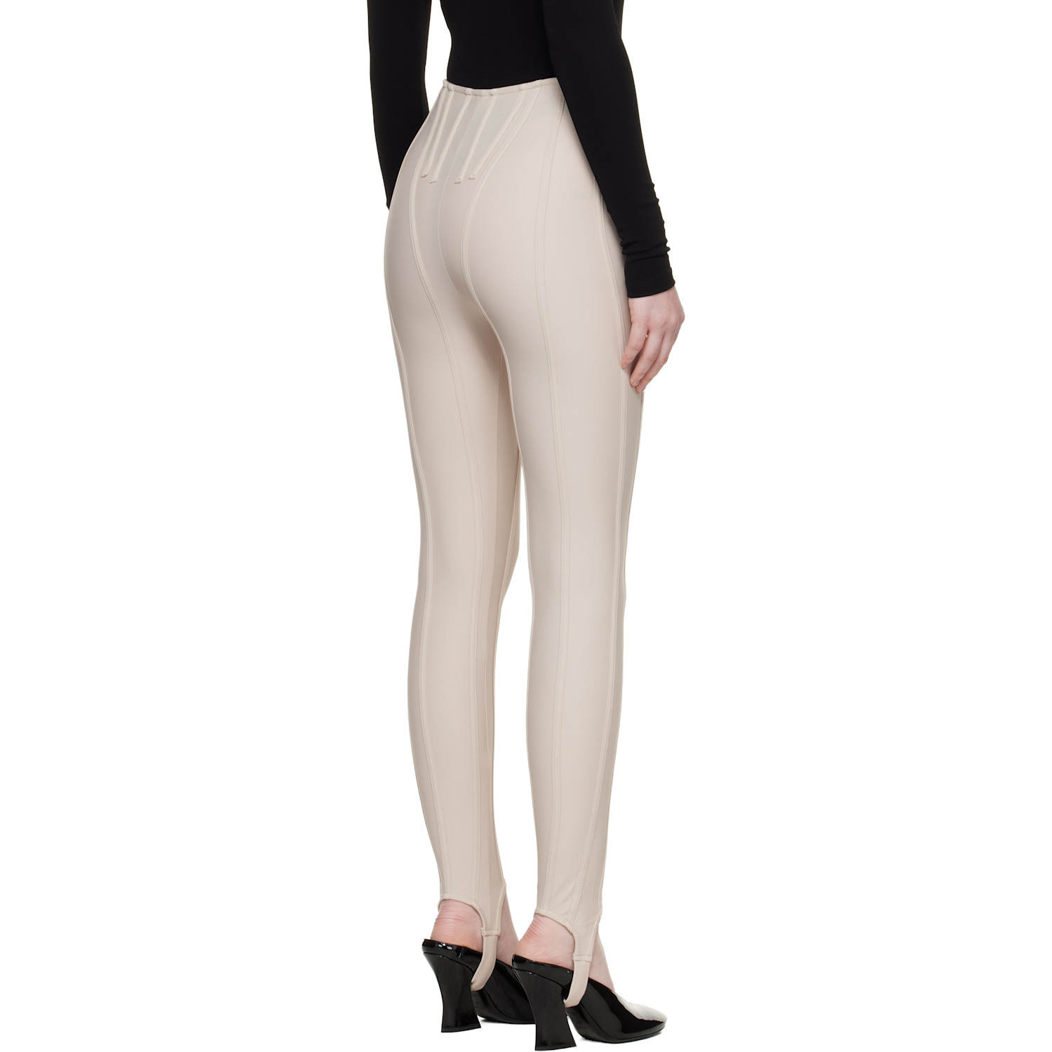  Mugler Beige Corseted Leggings 