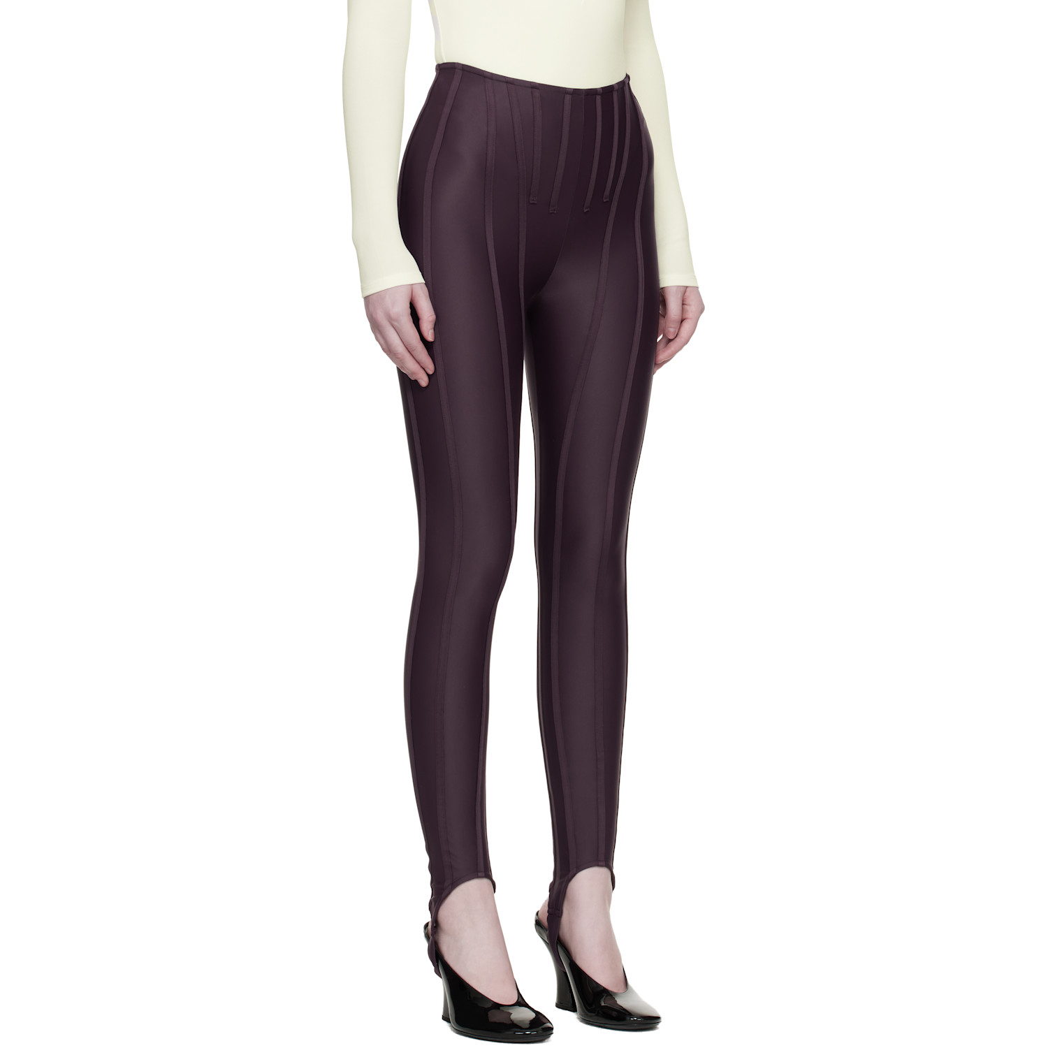  Mugler Burgundy Corseted Leggings 