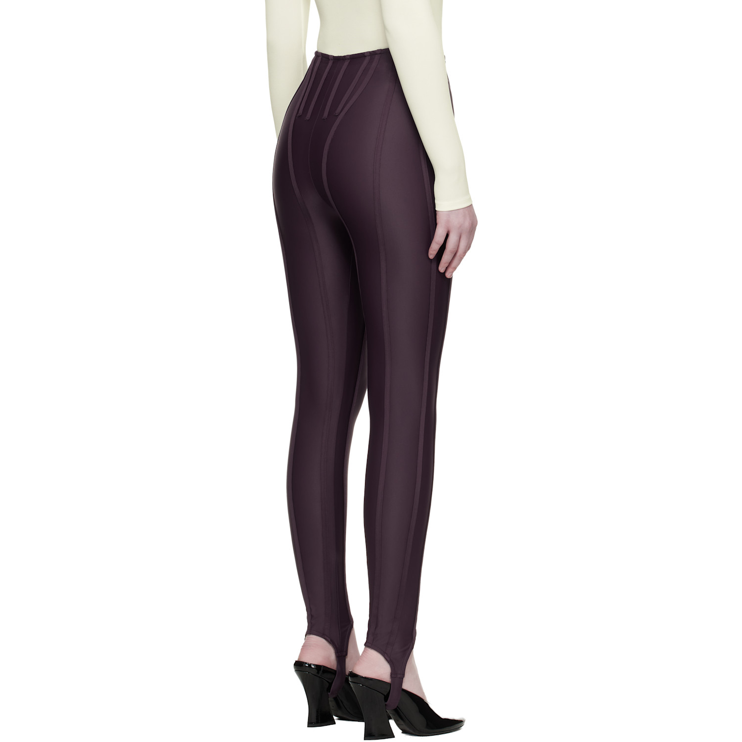 Mugler Burgundy Corseted Leggings 