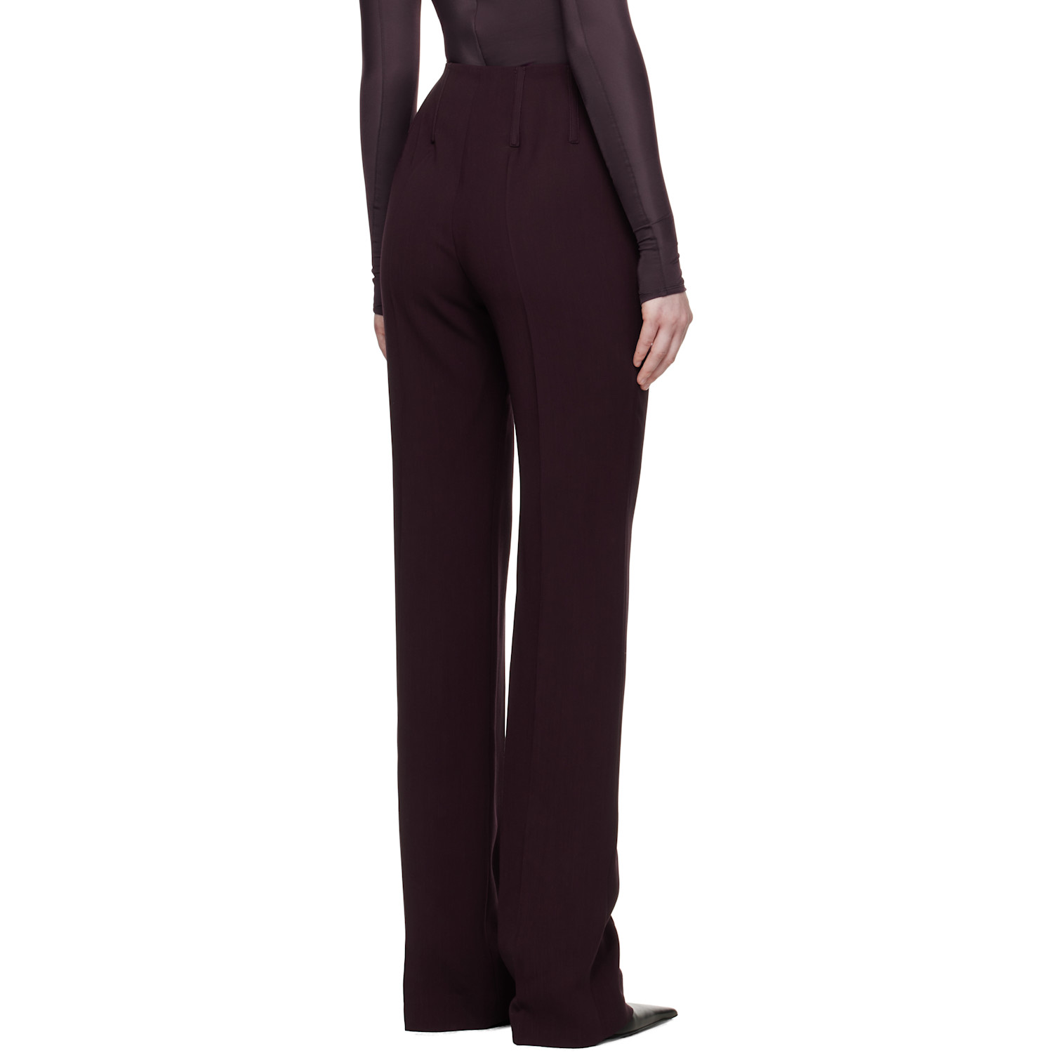  Mugler Burgundy Straight Boned Trousers 