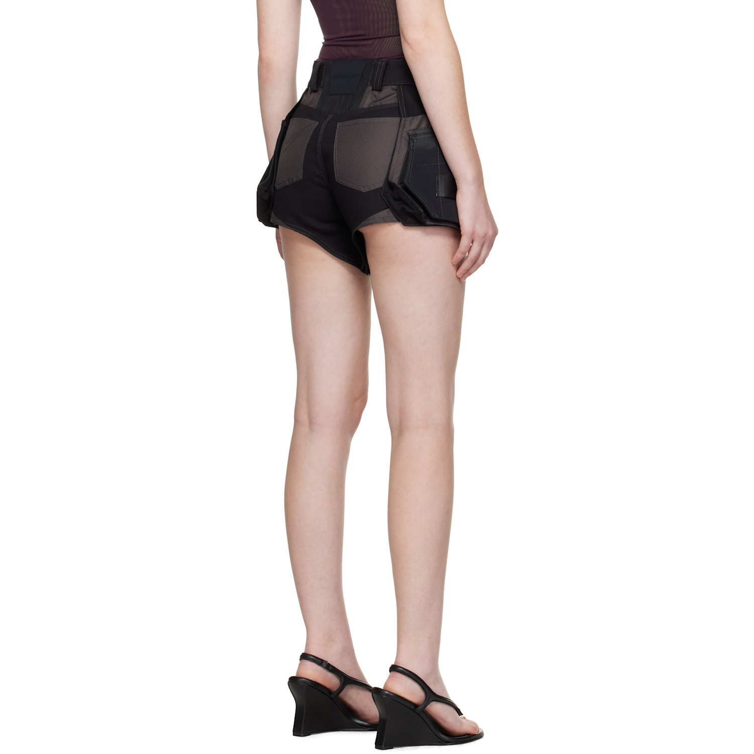  Mugler Black Technical Cargo Shorts 
