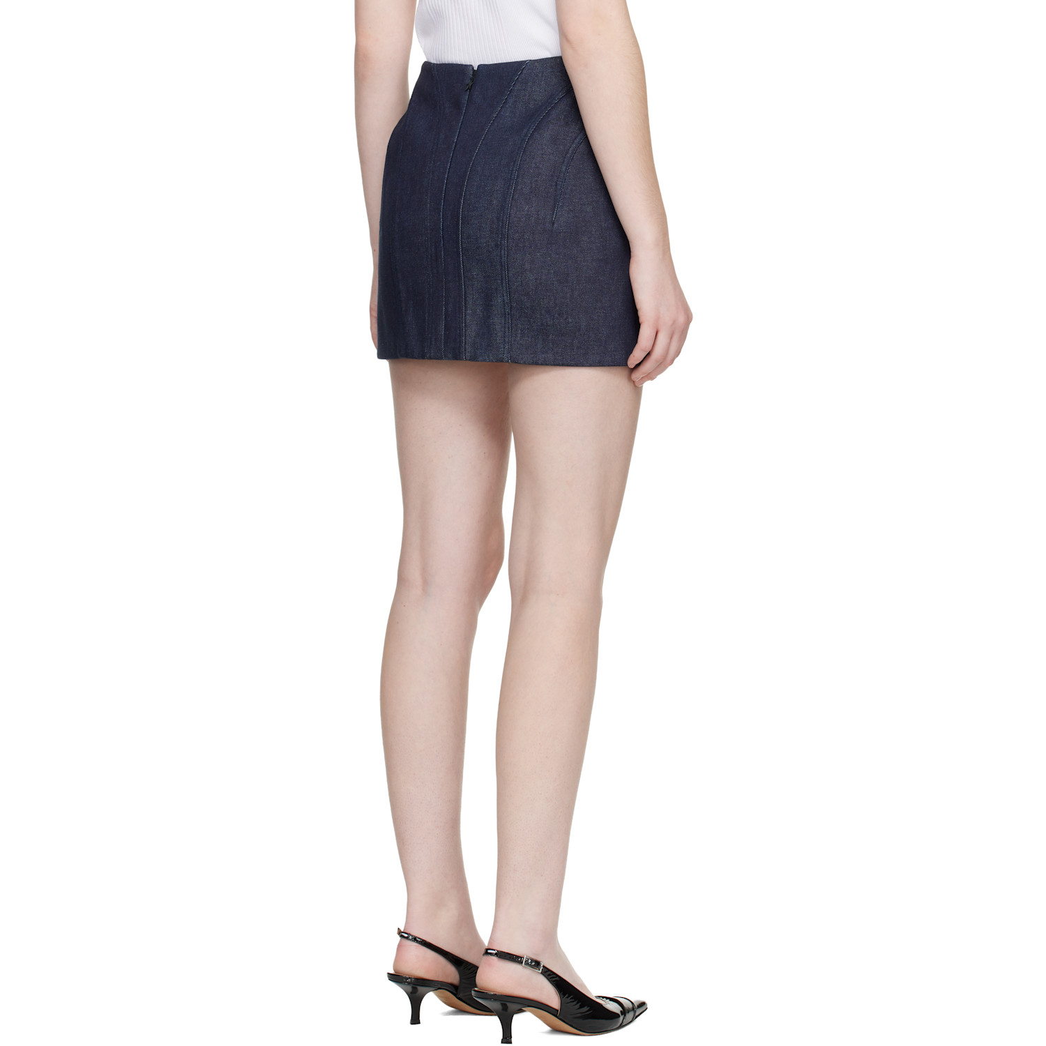  Mugler Navy Raw Denim Miniskirt 