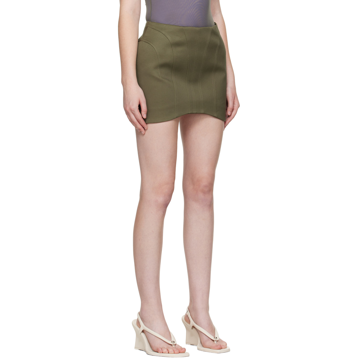  Mugler Khaki Tailored Miniskirt 