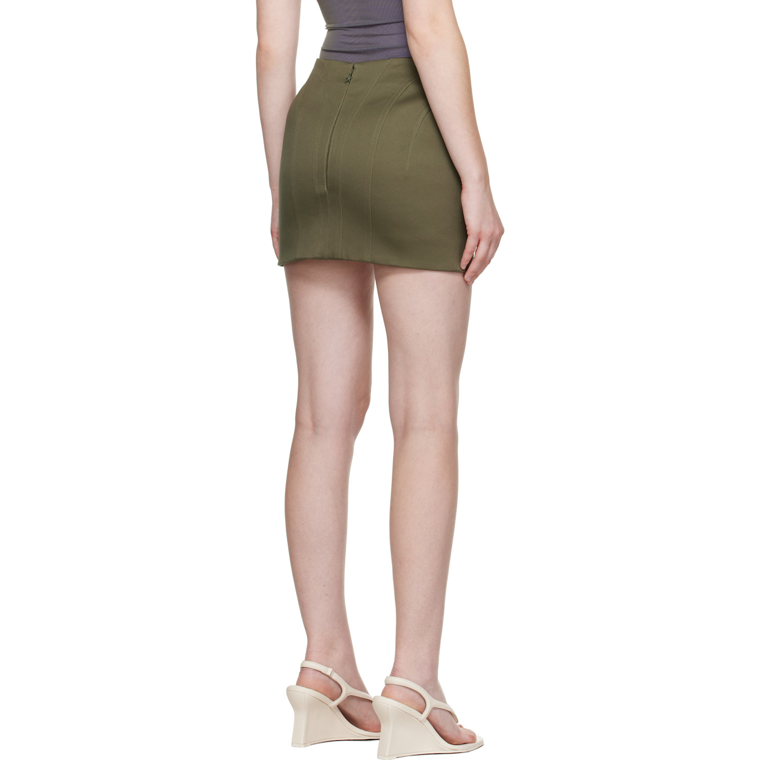 Mugler Khaki Tailored Miniskirt 