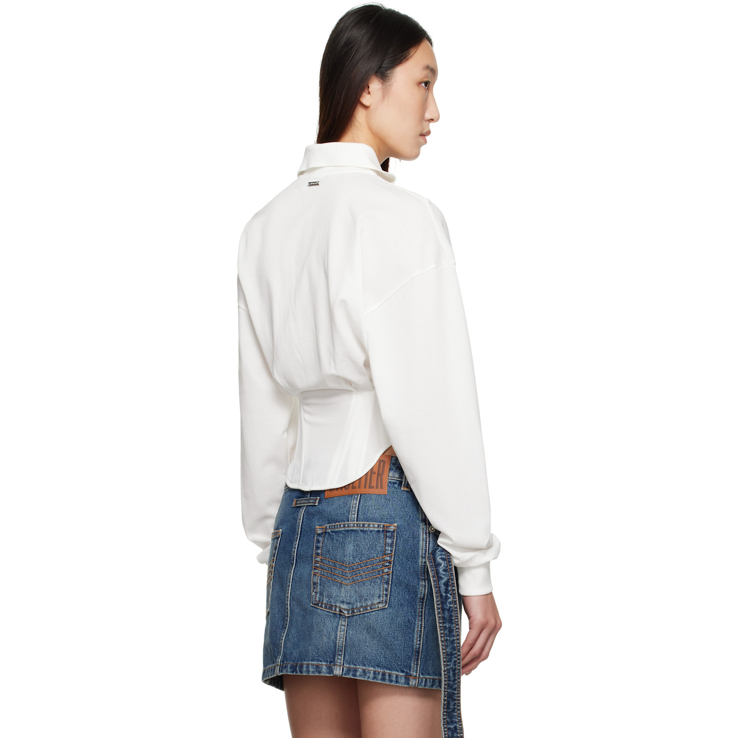  Mugler White Corseted Polo 