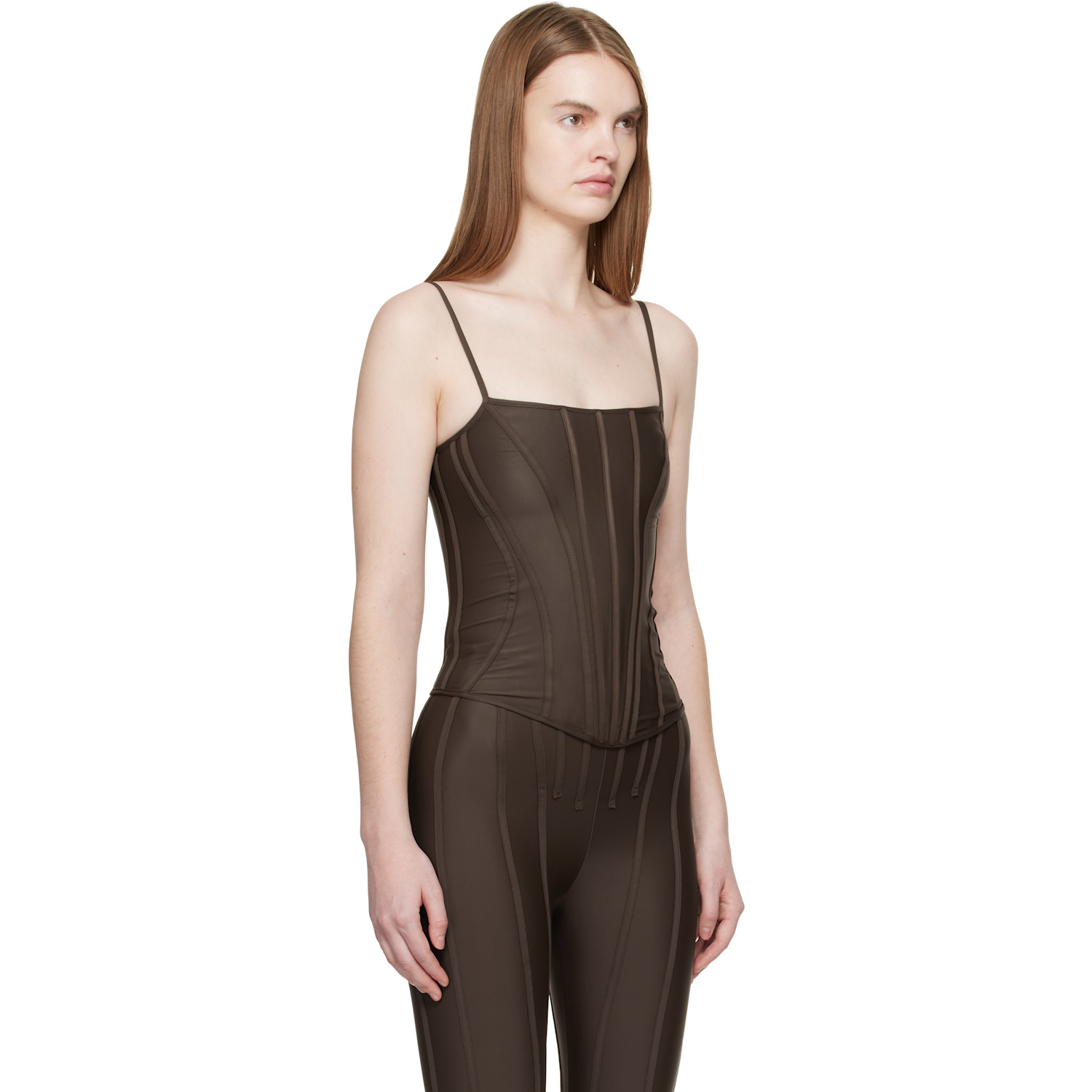  Mugler Ssense Exclusive Brown Corseted Top 