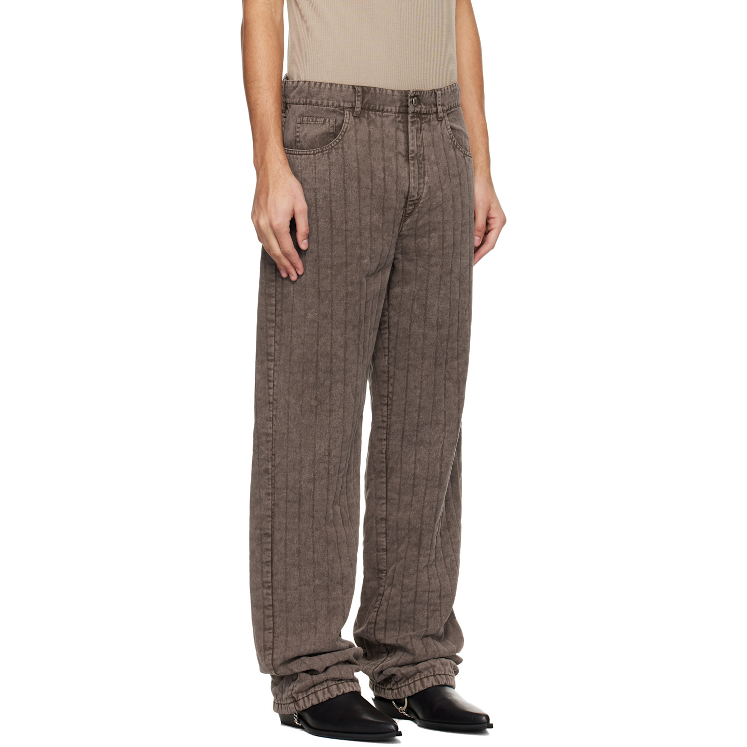  Mugler Brown Quilted Twill Trousers 