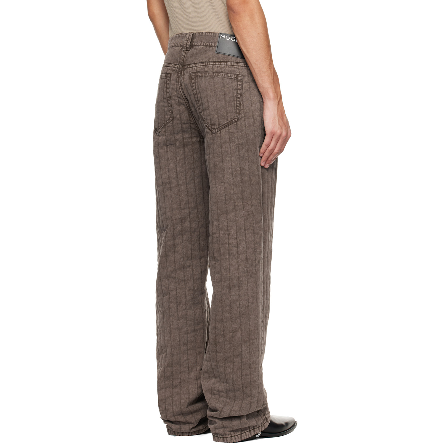  Mugler Brown Quilted Twill Trousers 