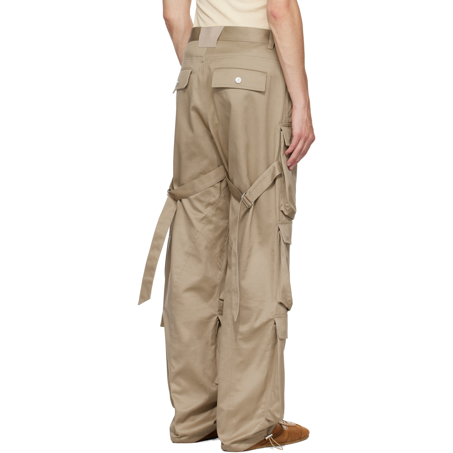  Mugler Beige Cinch Strap Cargo Pants 