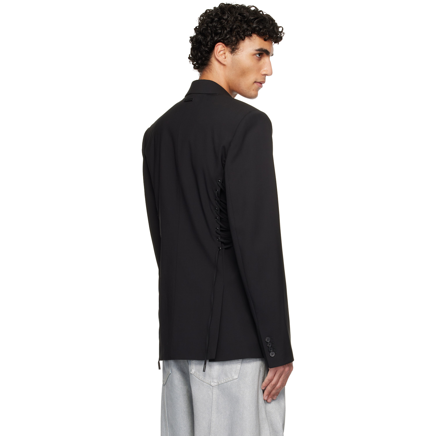 Mugler Black Super Fine Tail Blazer 