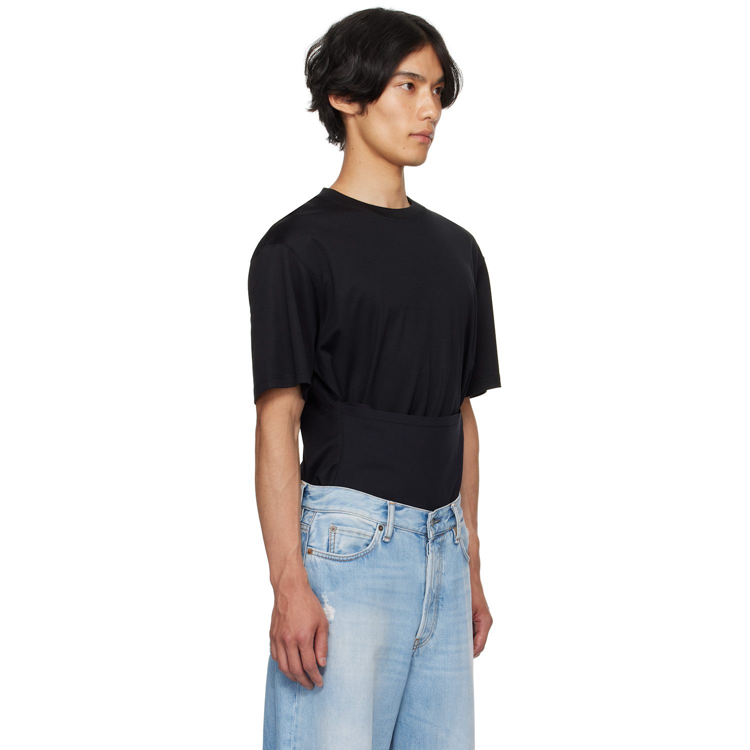  Mugler Black Boxy Corset T-shirt 