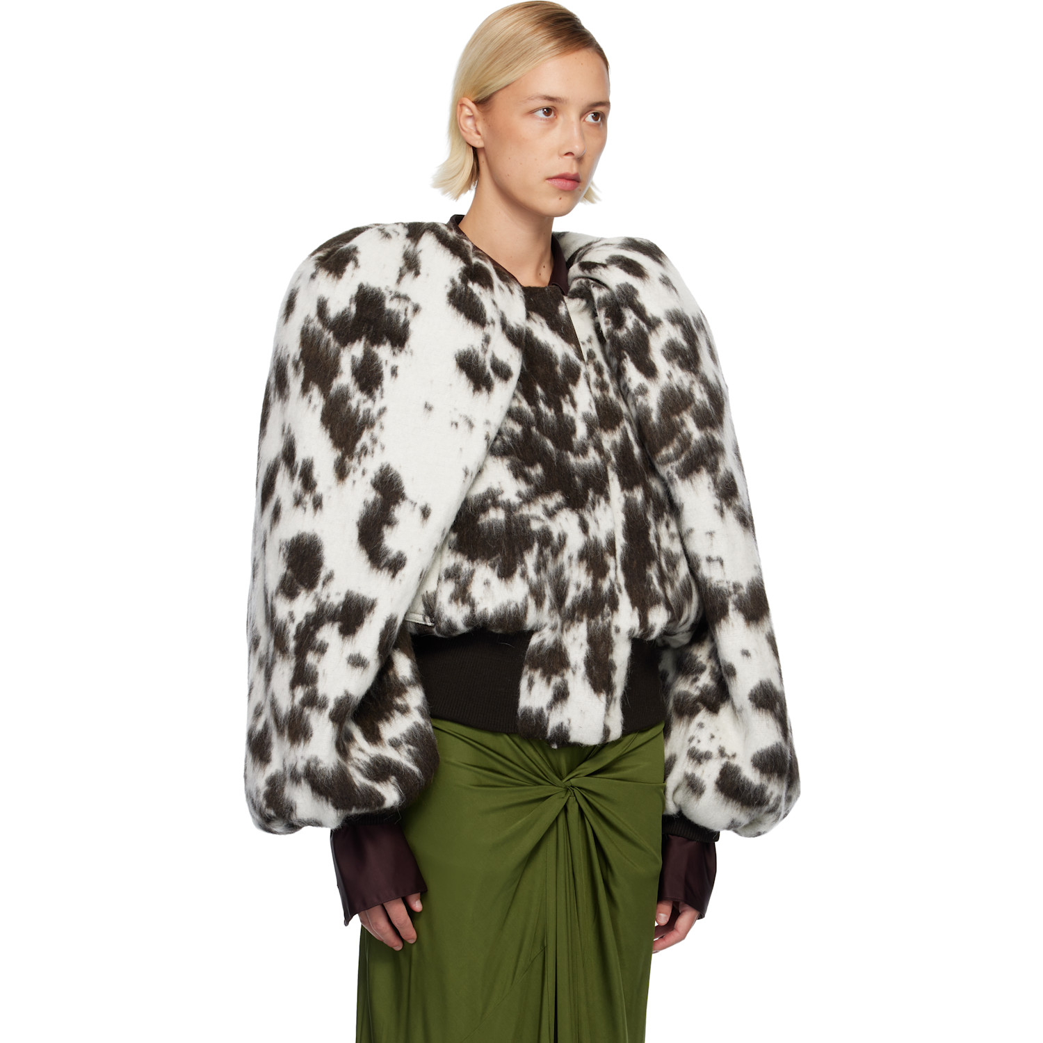  Dries Van Noten Off-white & Brown Brushed Bomber Jacket 