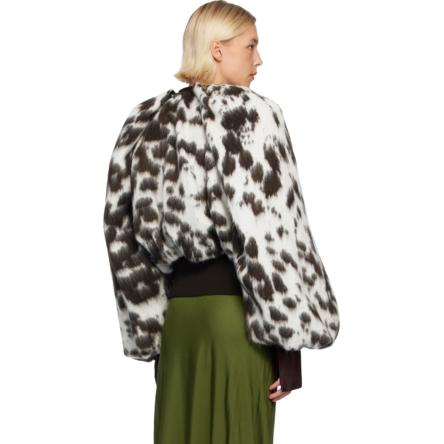  Dries Van Noten Off-white & Brown Brushed Bomber Jacket 