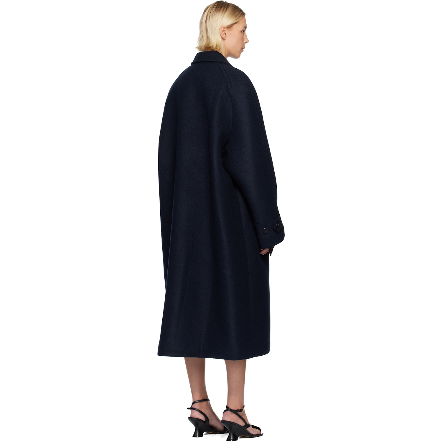  Dries Van Noten Navy Notched Lapel Coat 