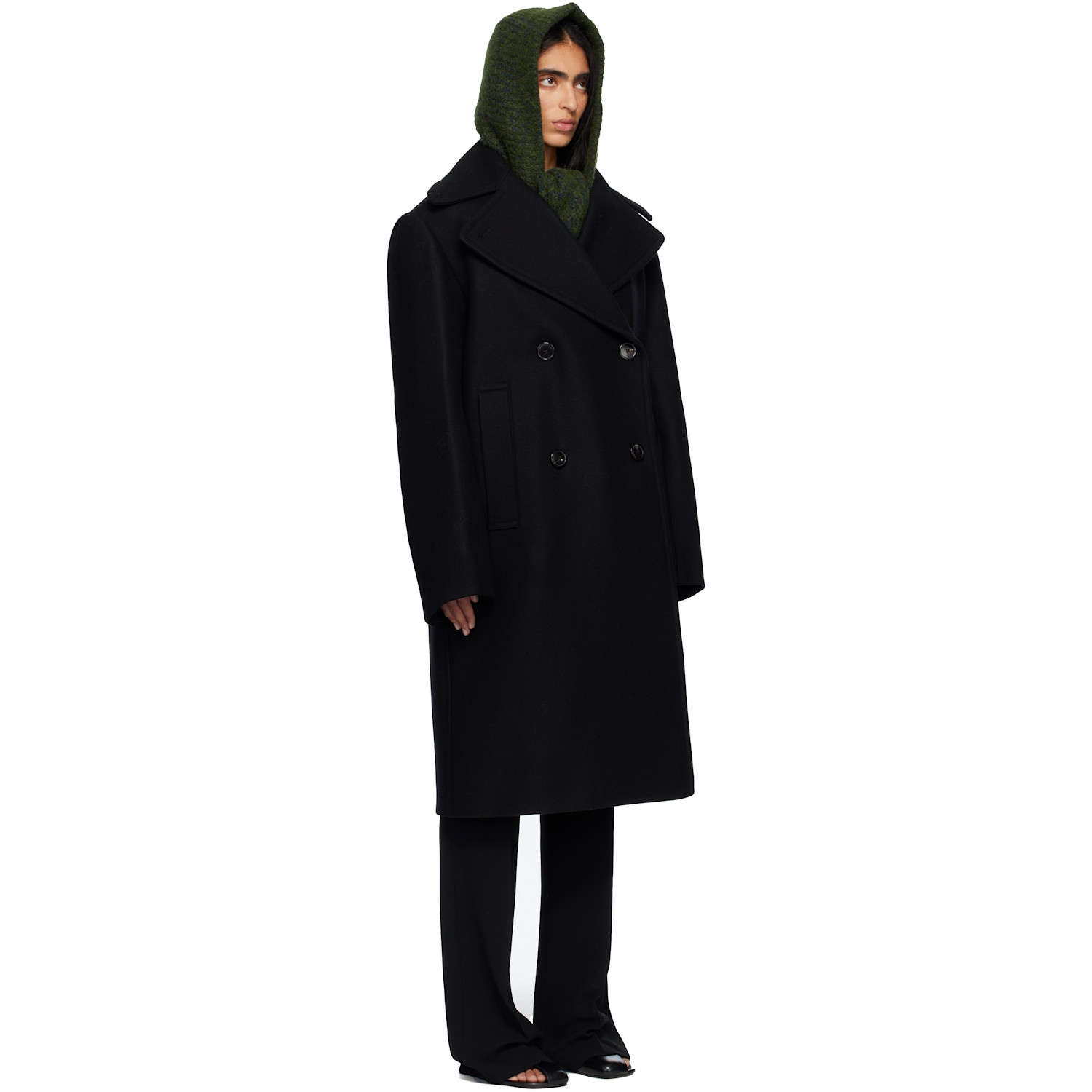  Dries Van Noten Black Wool Coat 