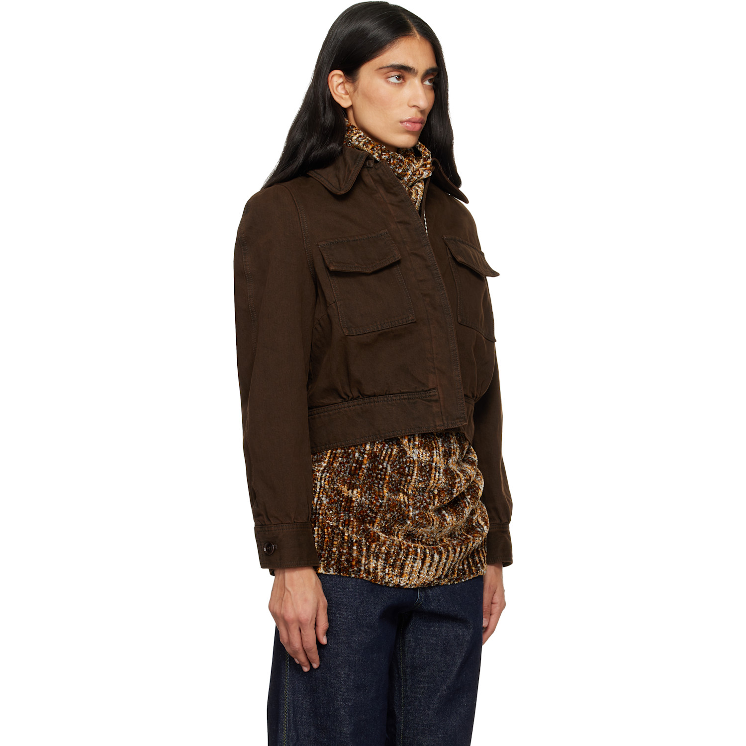  Dries Van Noten Brown Faded Denim Jacket 