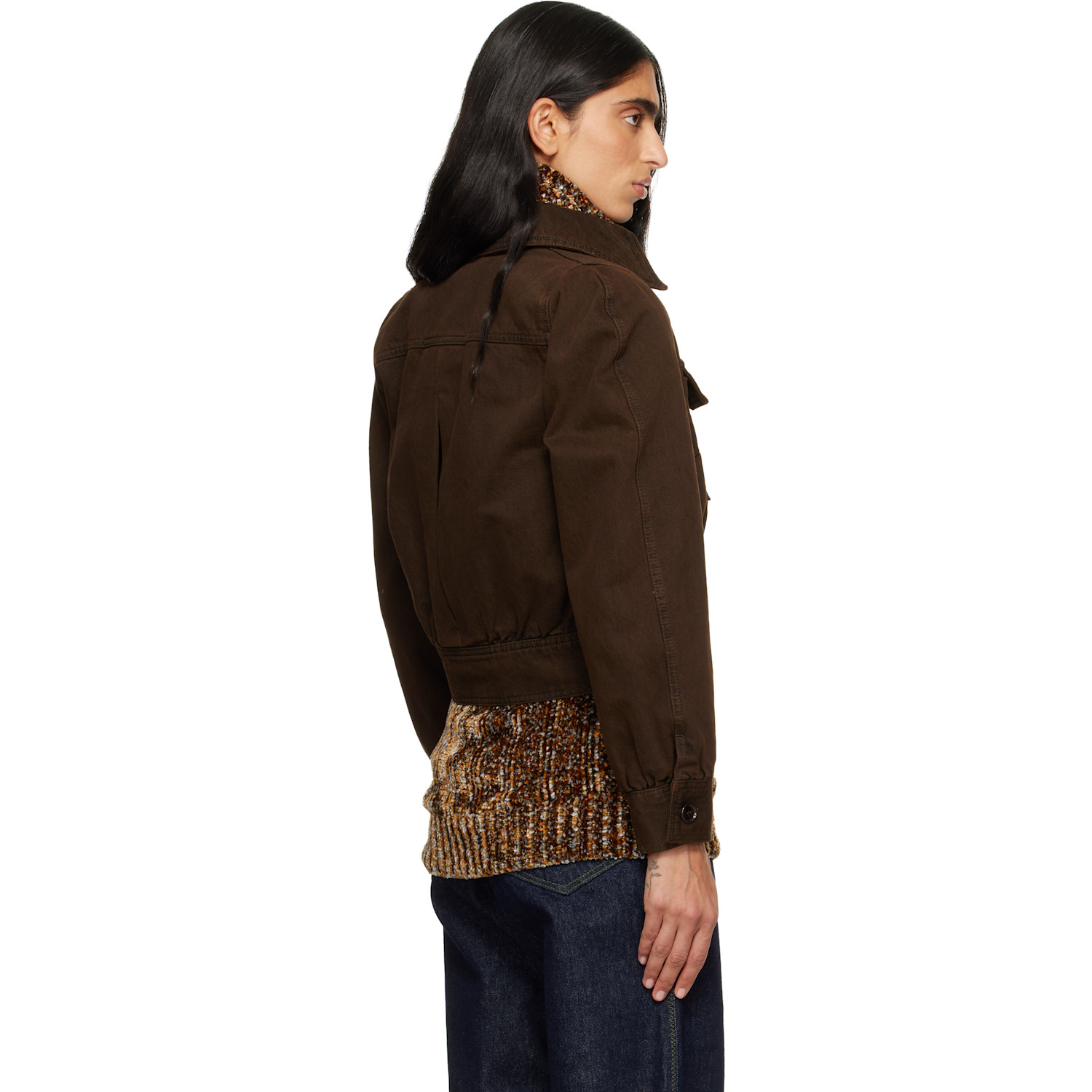 Dries Van Noten Brown Faded Denim Jacket 