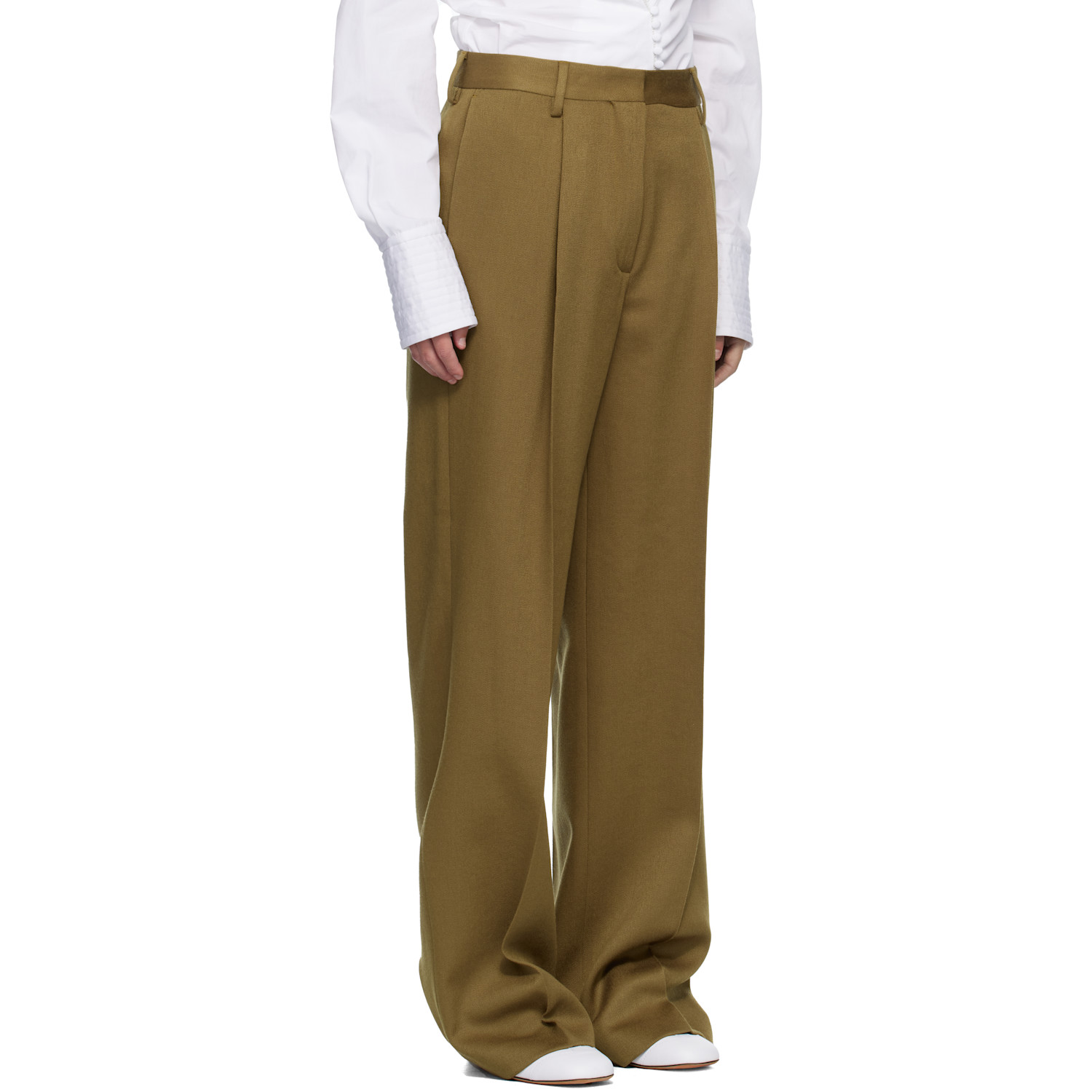  Dries Van Noten Beige Tailored Wool Trousers 