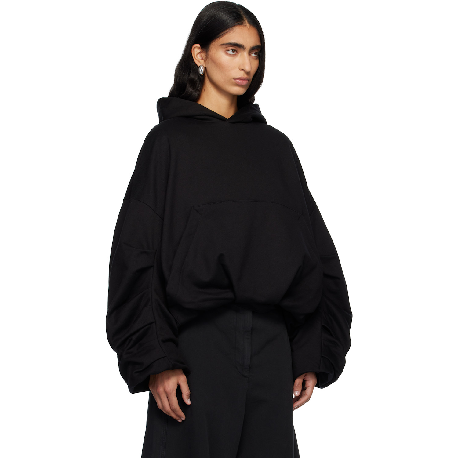  Dries Van Noten Black Draped Hoodie 