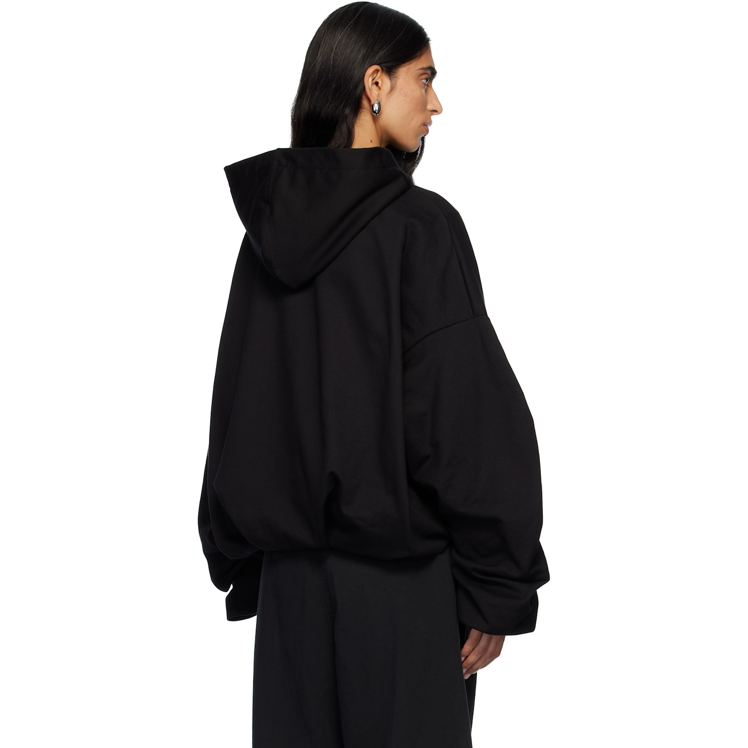  Dries Van Noten Black Draped Hoodie 