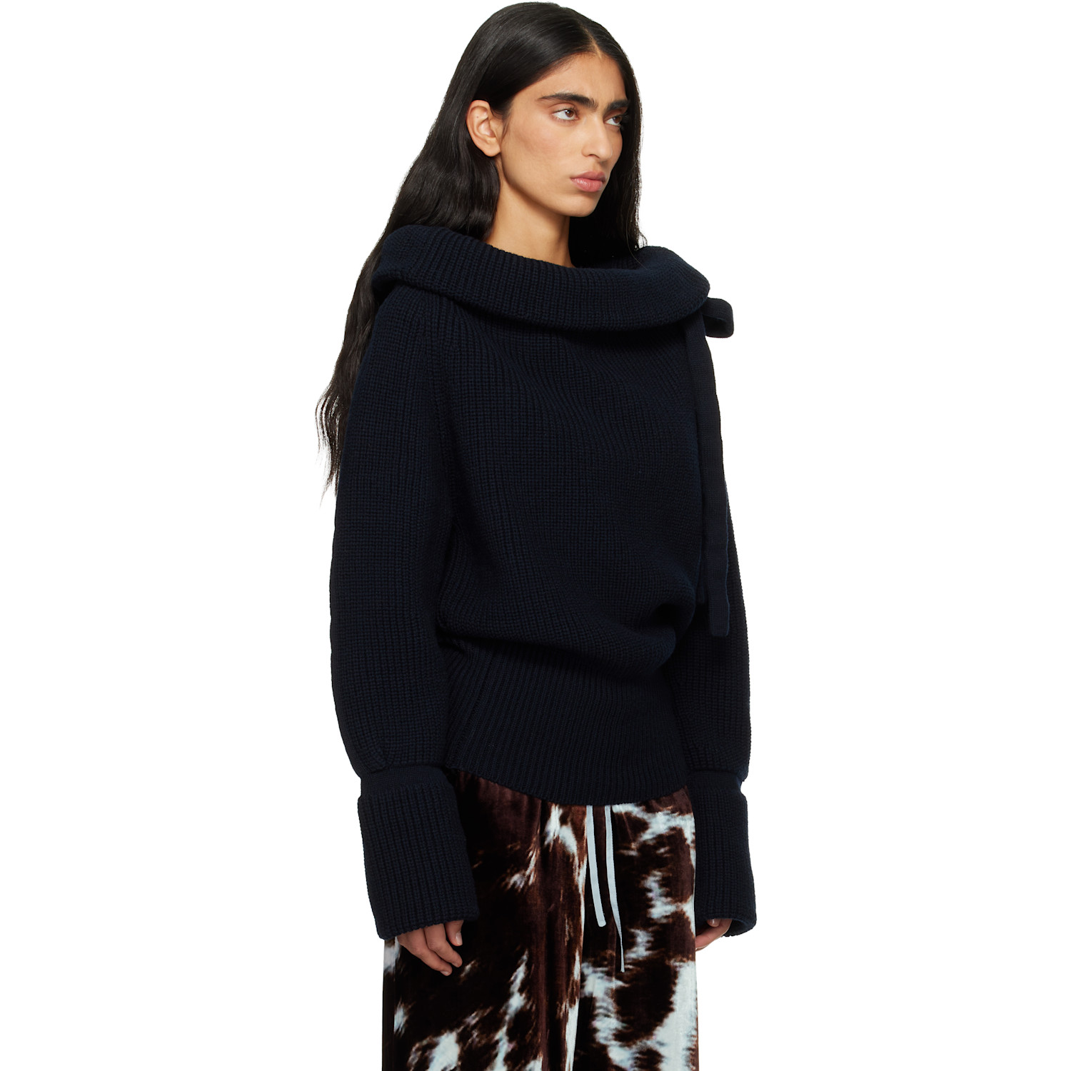  Dries Van Noten Navy Drawstring Turtleneck 