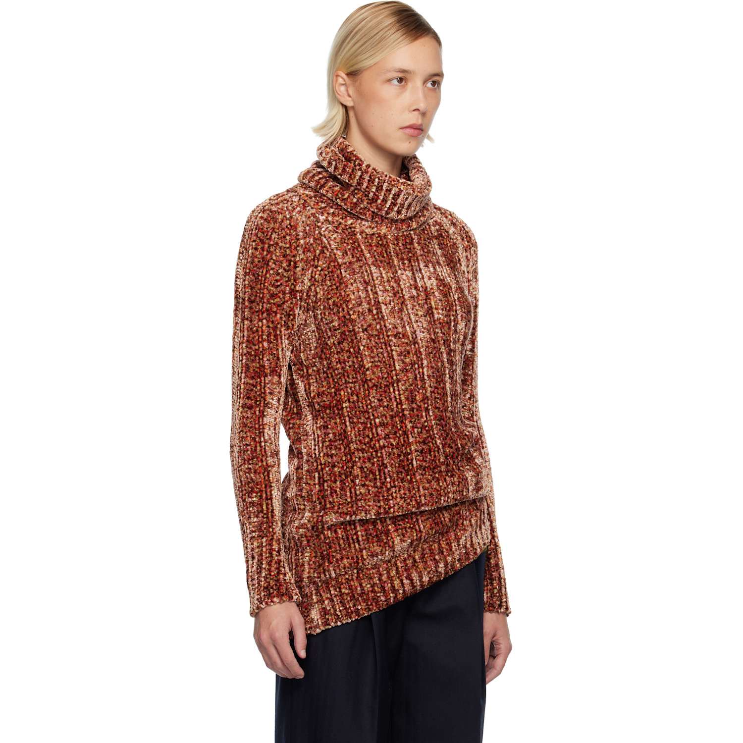  Dries Van Noten Pink & Brown Long Viscose Turtleneck 