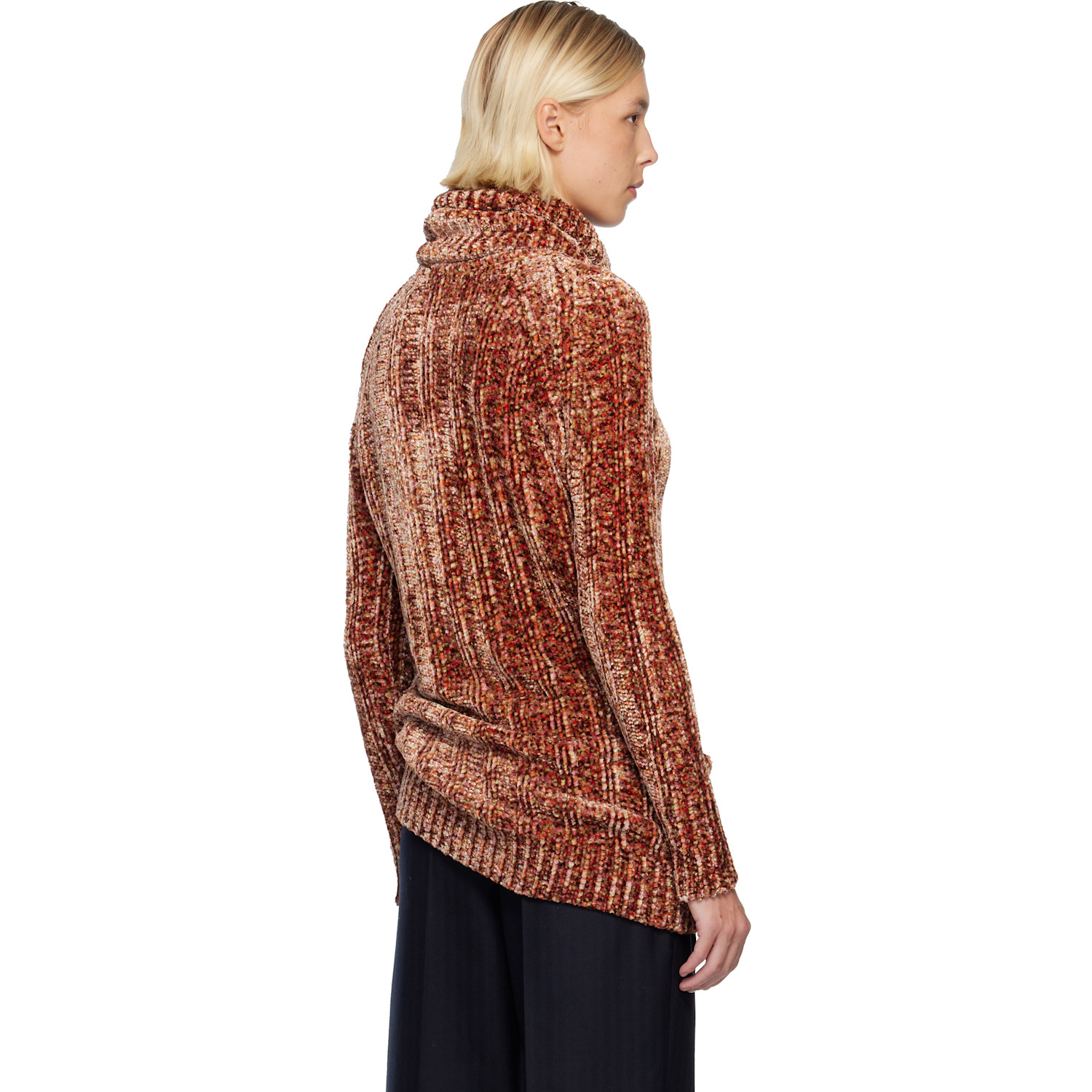  Dries Van Noten Pink & Brown Long Viscose Turtleneck 