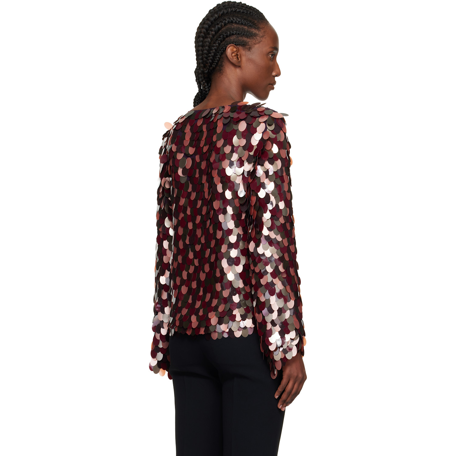  Dries Van Noten Burgundy Sequin Blouse 