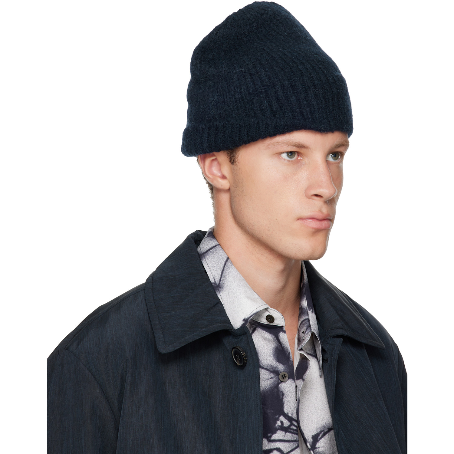  Dries Van Noten Navy Alpaca Blend Beanie 