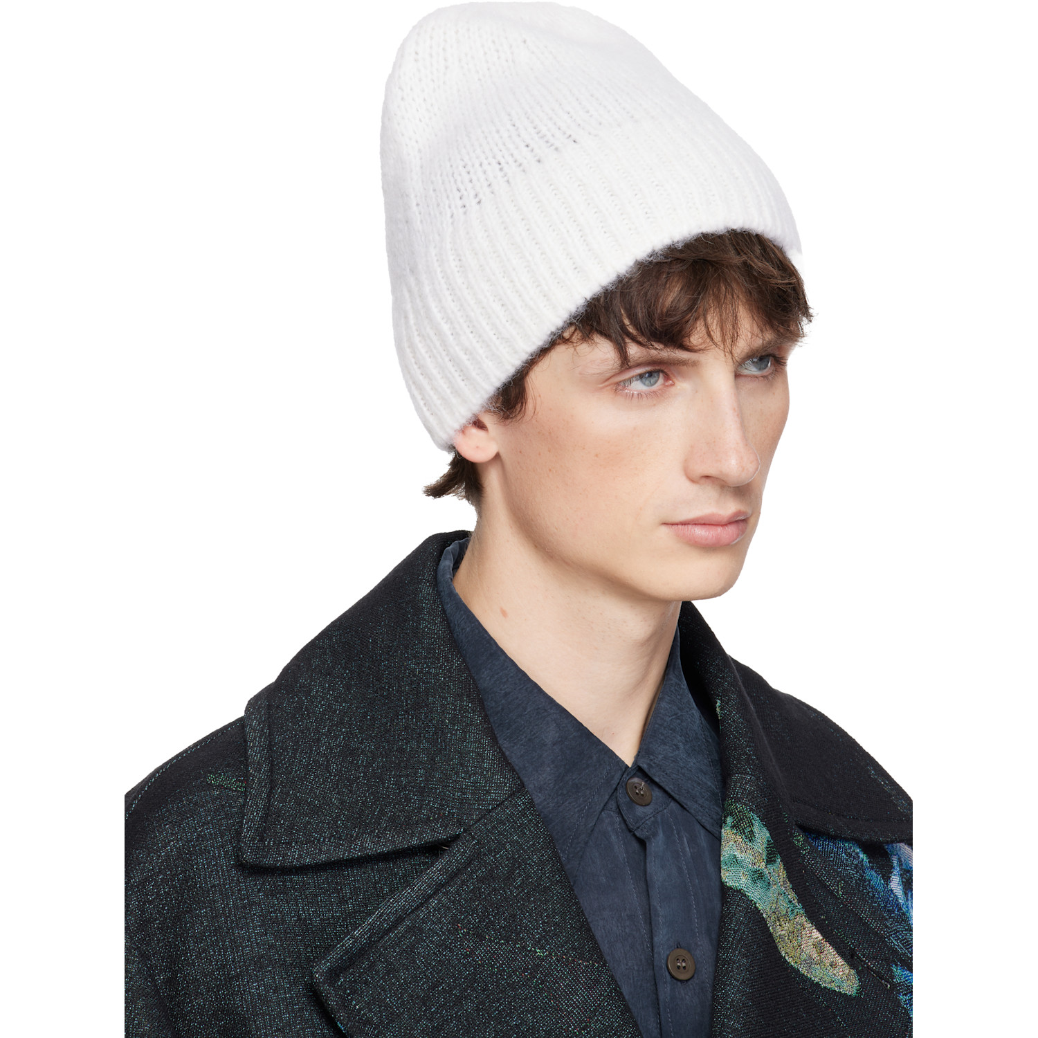  Dries Van Noten White Alpaca Blend Beanie 