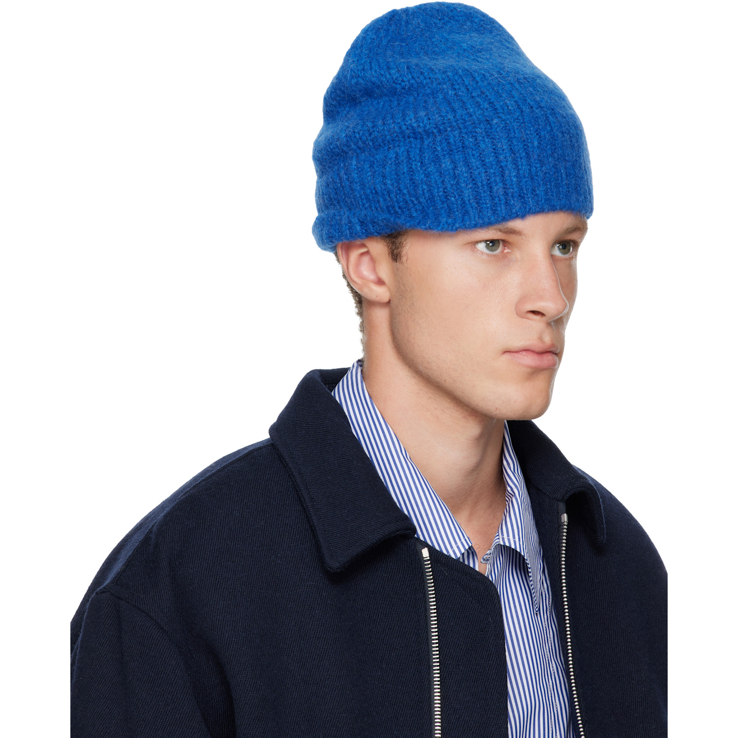  Dries Van Noten Blue Alpaca Blend Beanie 
